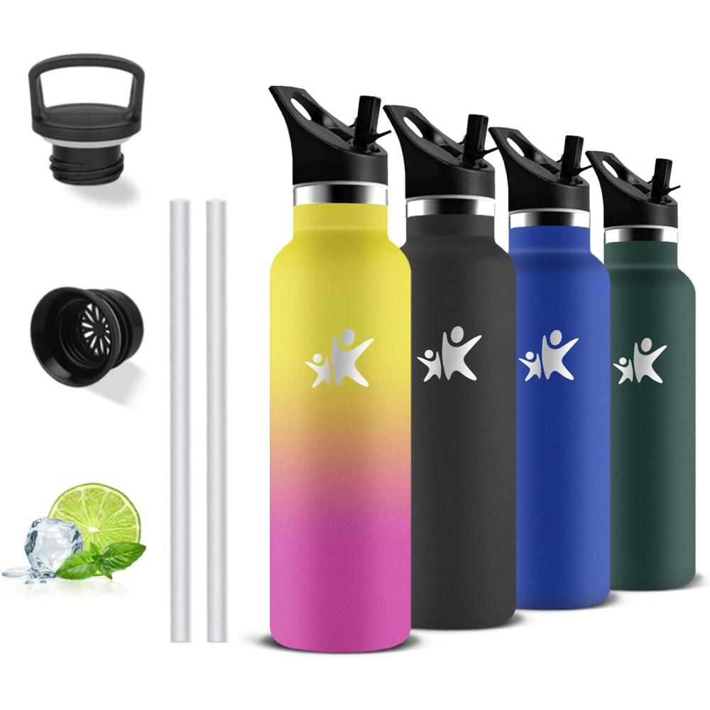 image:imageGourde Isotherme Gourde 750 ml Sans BPA Bouteille Isotherme Anti Fuite Bouteille Inox Double Isolation Facile Nettoyer Bouteille deau pour Sport Camping Yoga RandonneRunningPoudre Jaune