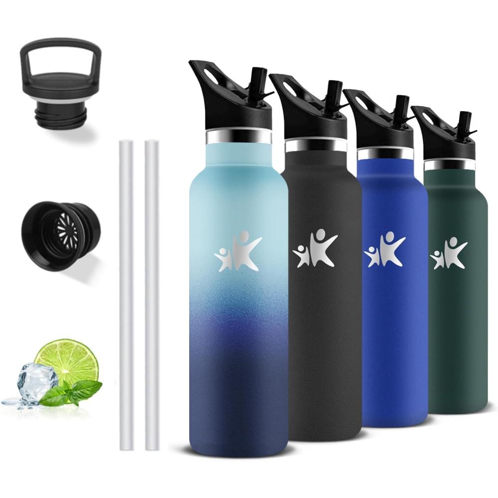 image:imageGourde Isotherme Gourde 750 ml Sans BPA Bouteille Isotherme Anti Fuite Bouteille Inox Double Isolation Facile Nettoyer Bouteille deau pour Sport Camping Yoga RandonneRunningJbbleu