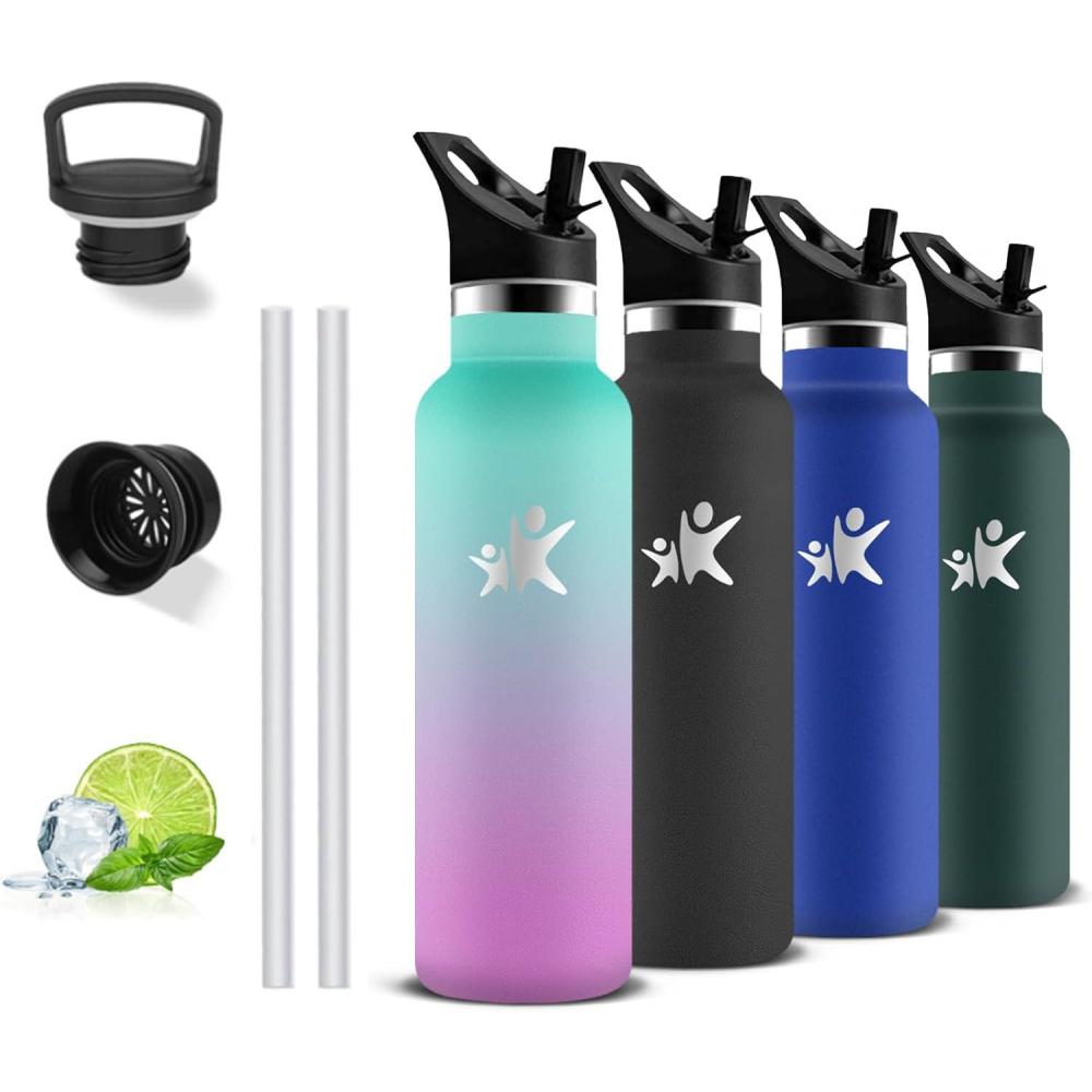 image:imageGourde Isotherme Gourde 750 ml Sans BPA Bouteille Isotherme Anti Fuite Bouteille Inox Double Isolation Facile Nettoyer Bouteille deau pour Sport Camping Yoga RandonneRunningViolet