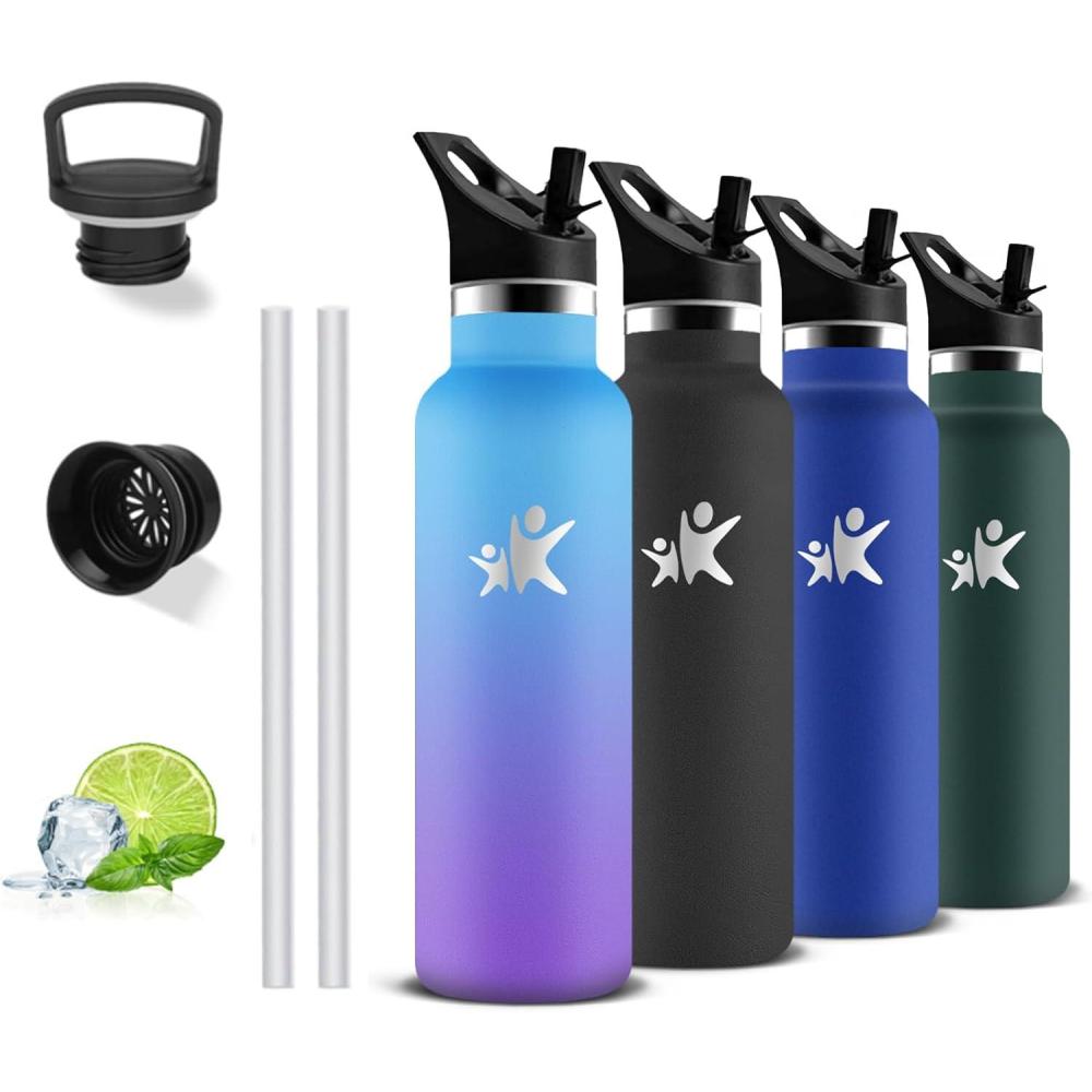 image:imageGourde Isotherme Gourde 750 ml Sans BPA Bouteille Isotherme Anti Fuite Bouteille Inox Double Isolation Facile  Nettoyer Bouteille deau pour Sport Camping Yoga RandonneRunningBleuviolet