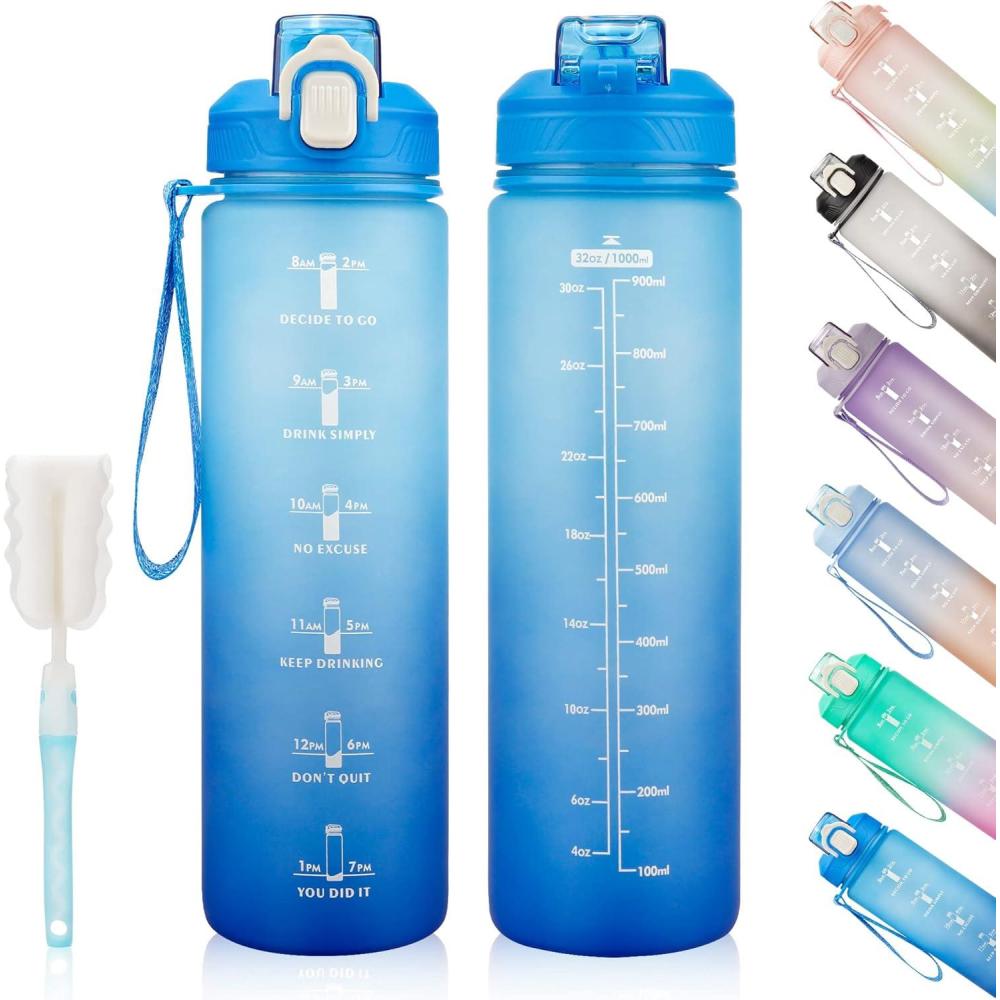 image:imageGourde Sport 1L Bouteille deau tanche et sans BPA Bouteille deau de sport pour le fitness la gym et les sports de plein airGradient Bleu