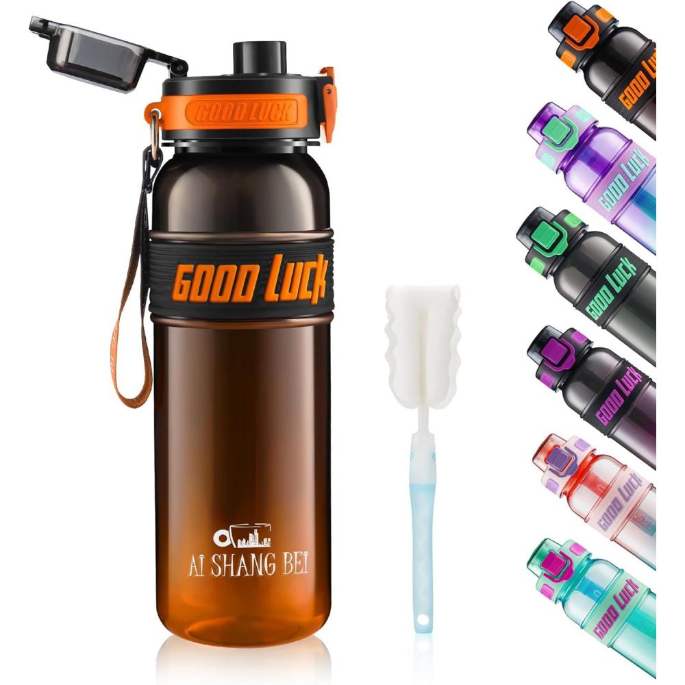 image:imageGourde Sport 1L Bouteille deau tanche et sans BPA Bouteille deau de sport pour le fitness la gym et les sports de plein airOrange Fonc