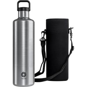 Gourde 2l acier Inoxydable Bouteille d&rsquo;eau à Paroi Simple Non Isotherme Bouteille d&rsquo;eau étanche Reutilisable Gourde Sport pour Fitness, Bureau, école, Activités de Plein Air(Vert)(Argent)