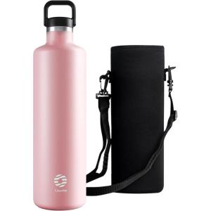 Gourde 2l acier Inoxydable Bouteille d&rsquo;eau à Paroi Simple Non Isotherme Bouteille d&rsquo;eau étanche Reutilisable Gourde Sport pour Fitness, Bureau, école, Activités de Plein Air(Vert)(Rose)