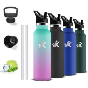 Gourde Isotherme, Gourde 750 ml, Sans BPA, Bouteille Isotherme, Anti Fuite, Bouteille Inox, Double Isolation, Facile à Nettoyer, Bouteille d&rsquo;eau pour Sport, Camping, Yoga, Randonnée,Running(Violet)