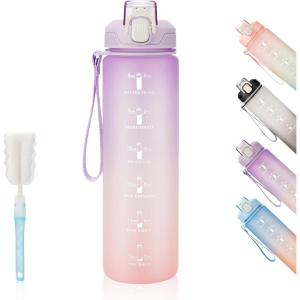 Gourde Sport 1L -Bouteille d&rsquo;eau, étanche et sans BPA Bouteille d&rsquo;eau de sport pour le fitness, la gym et les sports de plein air(Gradient Rose)