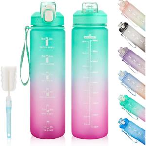 Gourde Sport 1L -Bouteille d&rsquo;eau, étanche et sans BPA Bouteille d&rsquo;eau de sport pour le fitness, la gym et les sports de plein air(Gradient Vert / Violet)