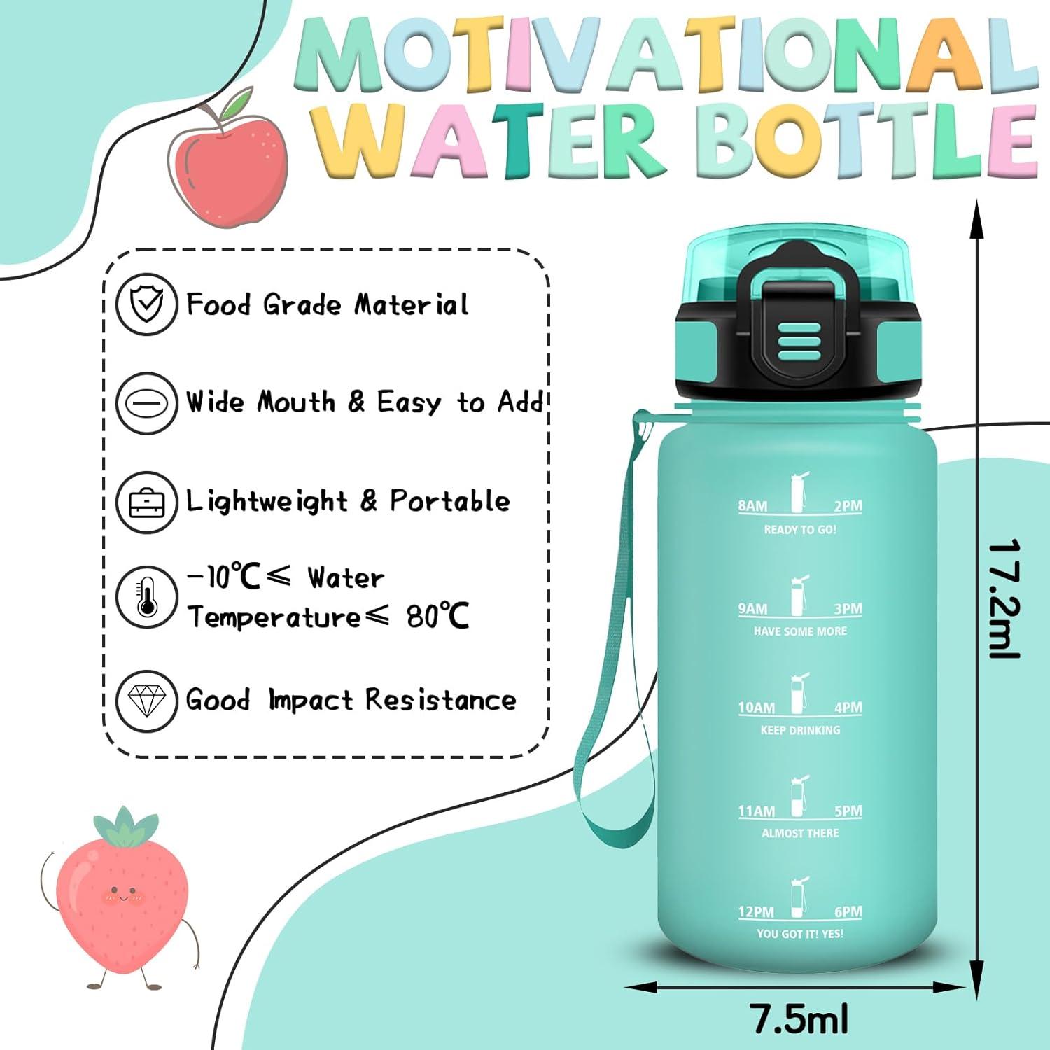 image:imageGourde 1l Gourde Sport Anti Fuite Gourdes Gradue pour 1 Journee Facile Transporter Gourd Gradue Gourdes de Camping et Randonne avec Slogan de Motivation Bouteille deau pour Yoga VoyageVert