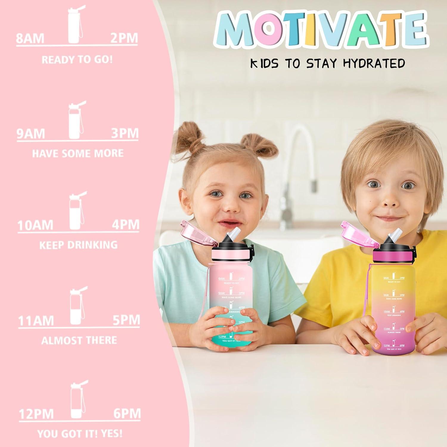 image:imageGourde 1l Gourde Sport Anti Fuite Gourdes Gradue pour 1 Journee Facile Transporter Gourd Gradue Gourdes de Camping et Randonne avec Slogan de Motivation Bouteille deau pour Yoga VoyageRosevert
