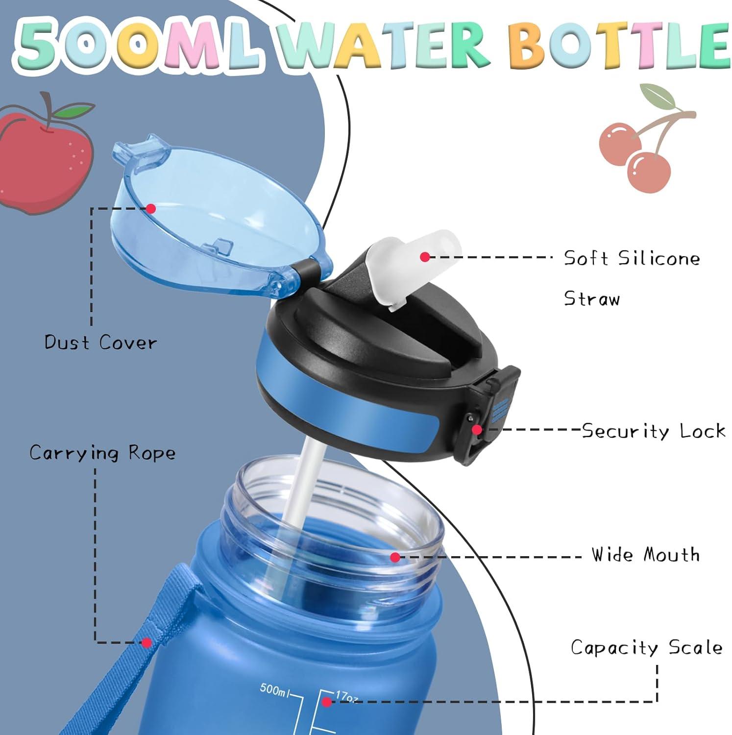 image:imageGourde 1l Gourde Sport Anti Fuite Gourdes Gradue pour 1 Journee Facile Transporter Gourd Gradue Gourdes de Camping et Randonne avec Slogan de Motivation Bouteille deau pour Yoga VoyageBleuvert