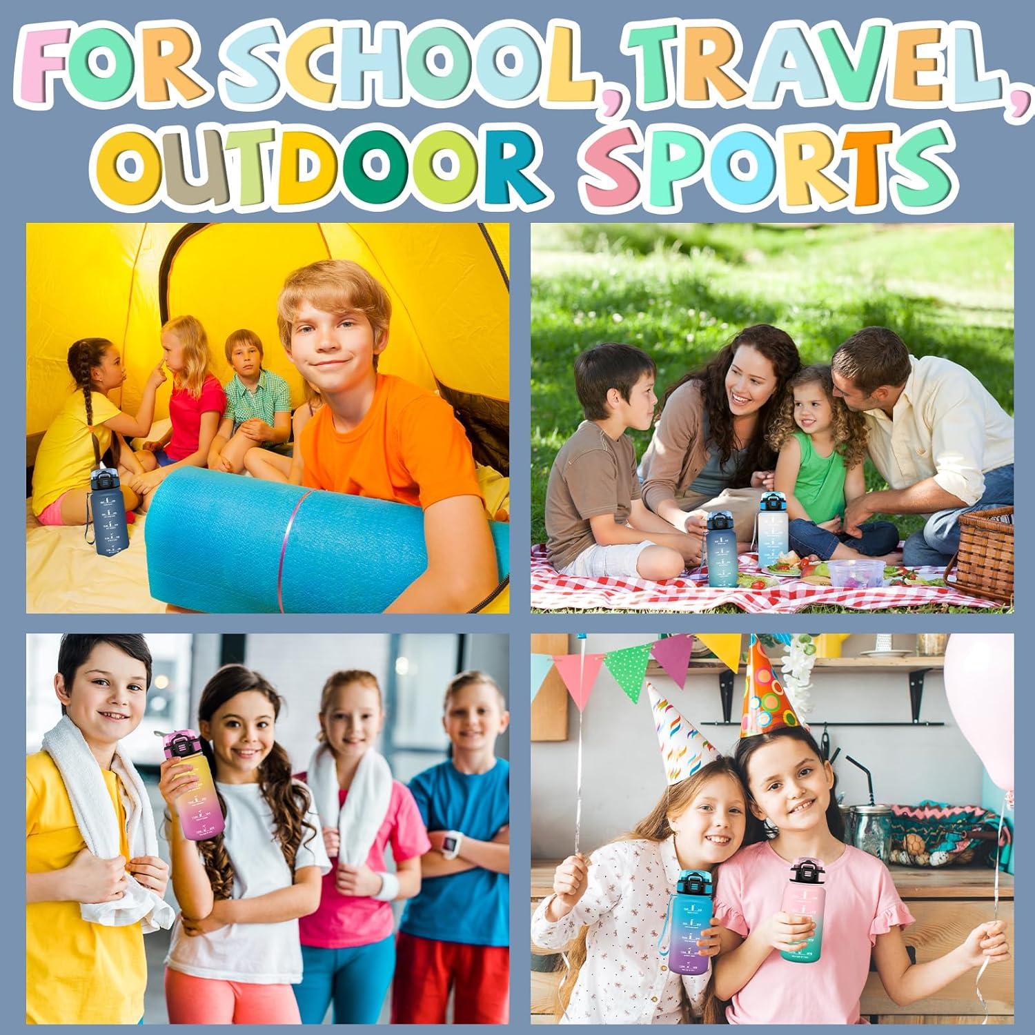 image:imageGourde 1l Gourde Sport Anti Fuite Gourdes Gradue pour 1 Journee Facile Transporter Gourd Gradue Gourdes de Camping et Randonne avec Slogan de Motivation Bouteille deau pour Yoga VoyageBleuvert