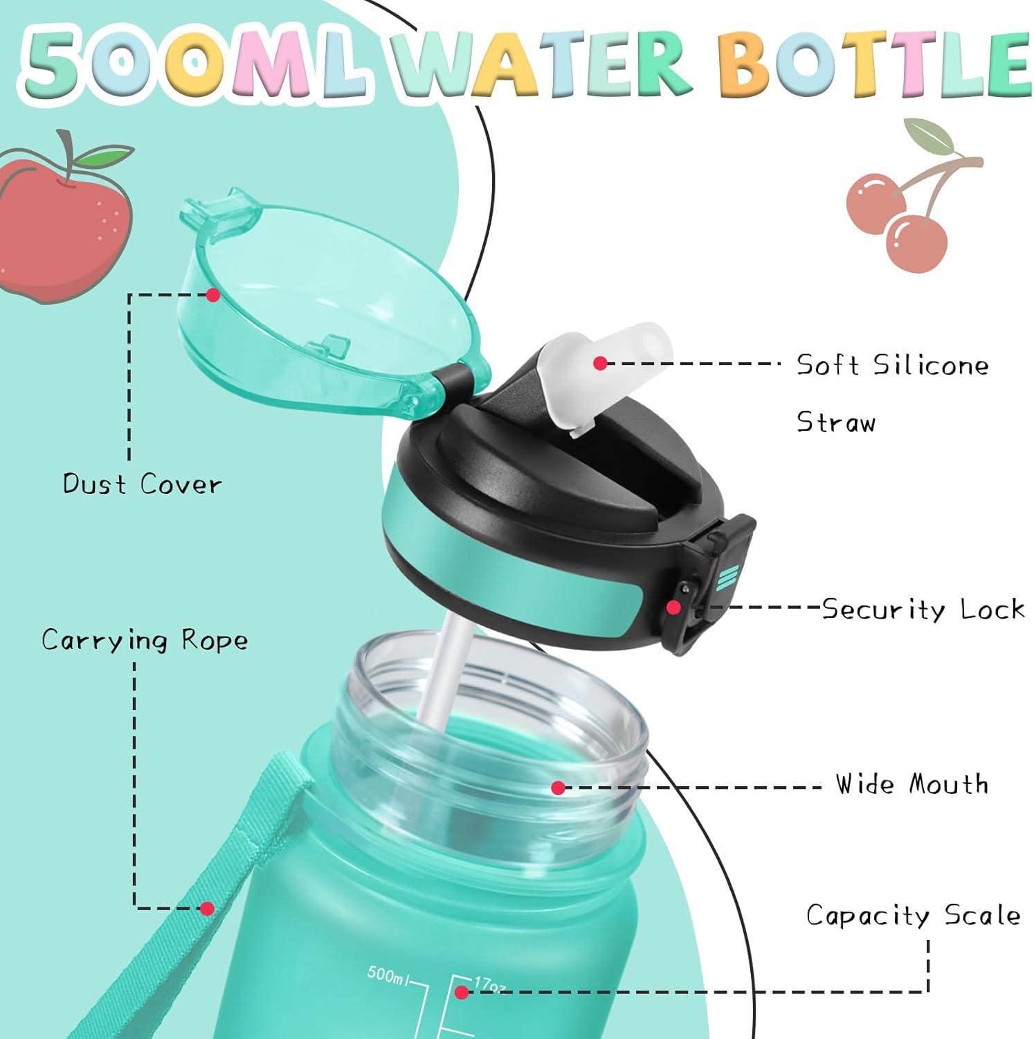 image:imageGourde 1l Gourde Sport Anti Fuite Gourdes Gradue pour 1 Journee Facile Transporter Gourd Gradue Gourdes de Camping et Randonne avec Slogan de Motivation Bouteille deau pour Yoga VoyageVert