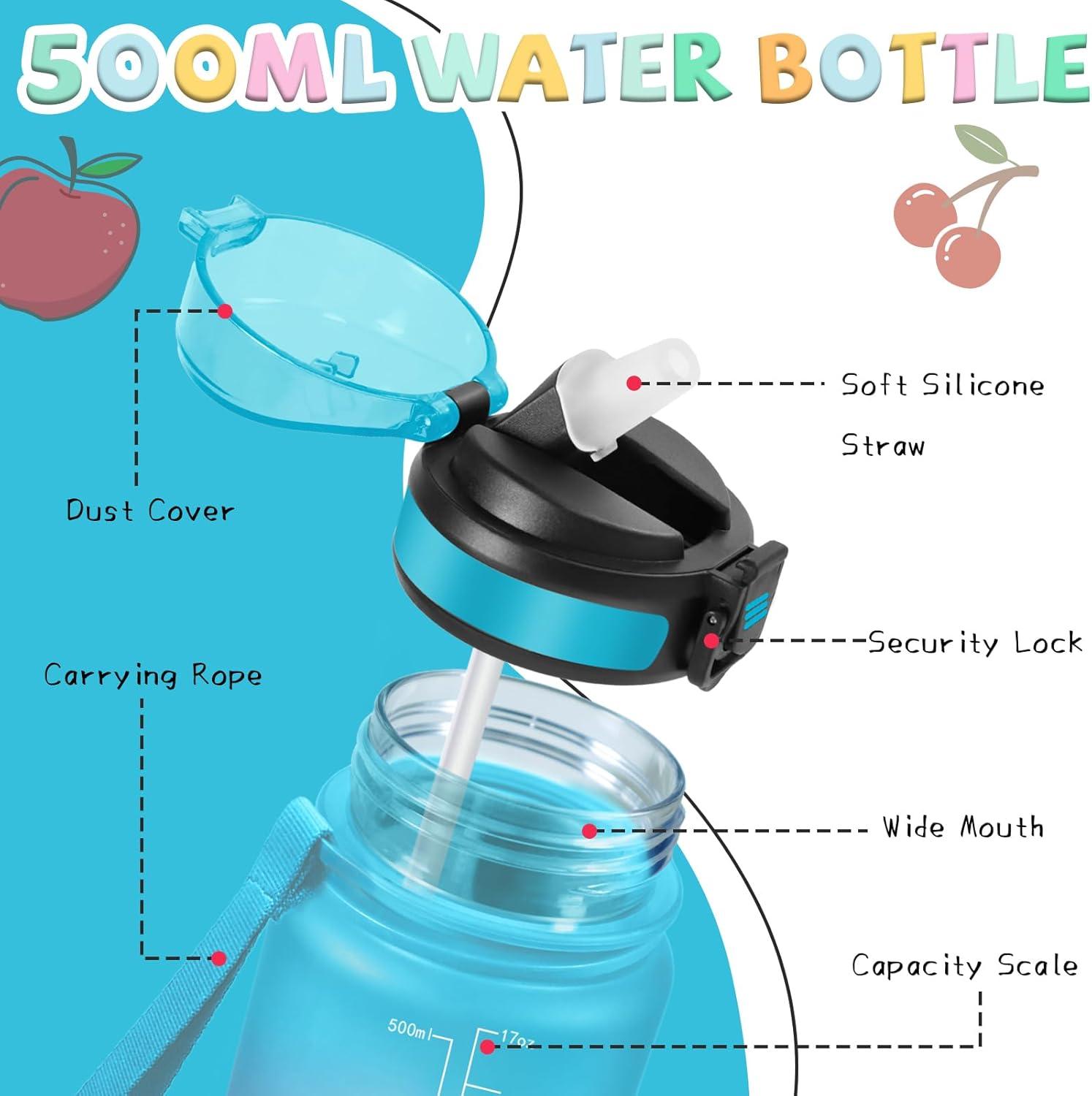 image:imageGourde 1l Gourde Sport Anti Fuite Gourdes Gradue pour 1 Journee Facile Transporter Gourd Gradue Gourdes de Camping et Randonne avec Slogan de Motivation Bouteille deau pour Yoga VoyageBleuviolet