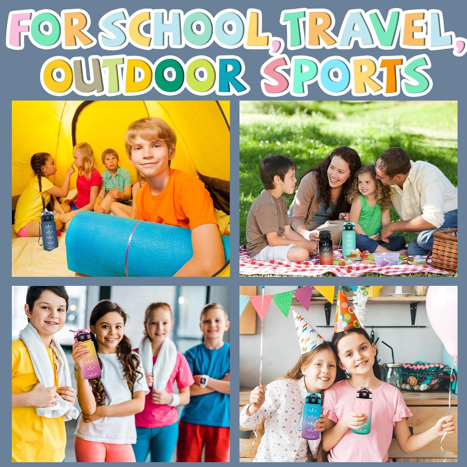 image:imageGourde 1l Gourde Sport Anti Fuite Gourdes Gradue pour 1 Journee Facile Transporter Gourd Gradue Gourdes de Camping et Randonne avec Slogan de Motivation Bouteille deau pour Yoga VoyageBleu Fonc