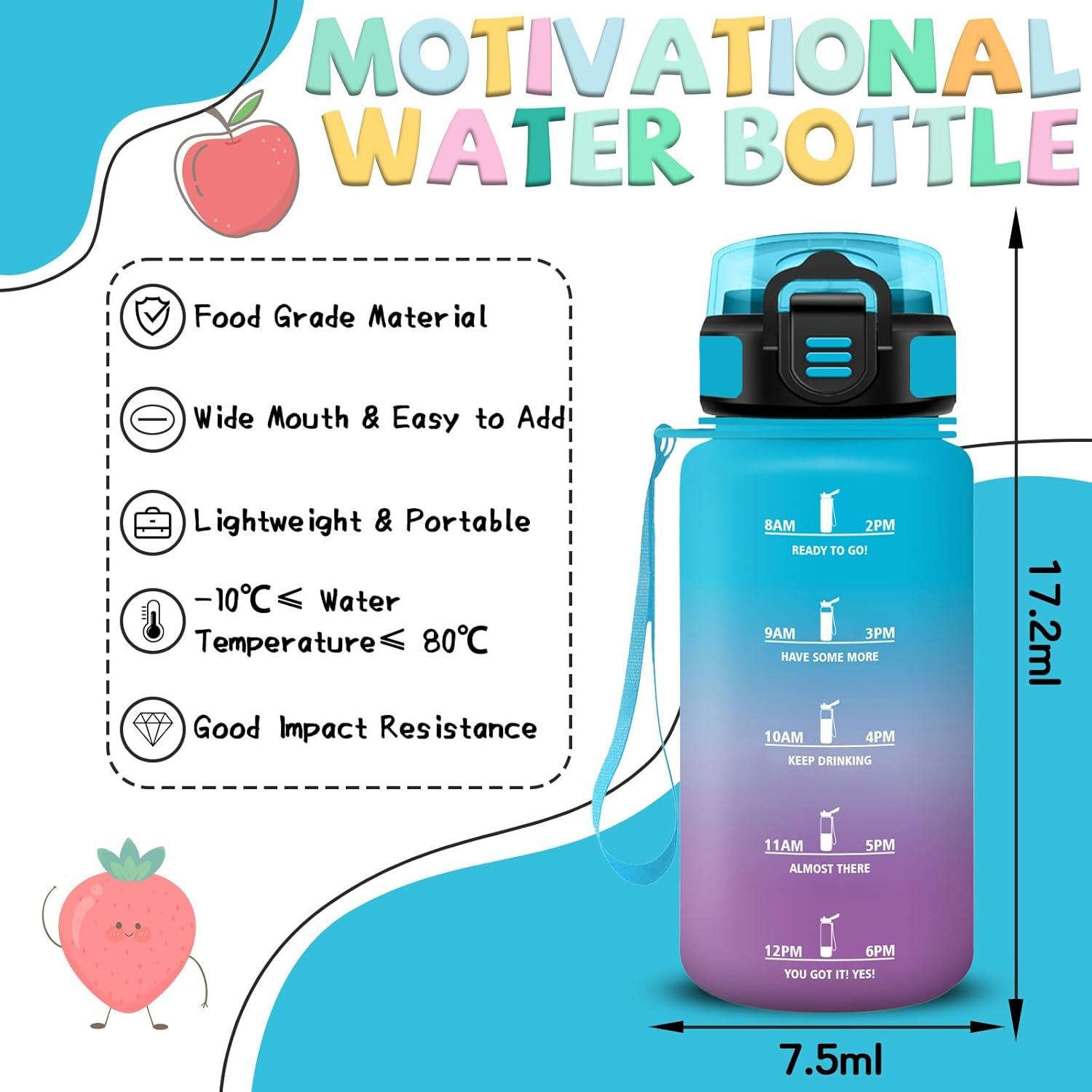 image:imageGourde 1l Gourde Sport Anti Fuite Gourdes Gradue pour 1 Journee Facile Transporter Gourd Gradue Gourdes de Camping et Randonne avec Slogan de Motivation Bouteille deau pour Yoga VoyageBleuviolet