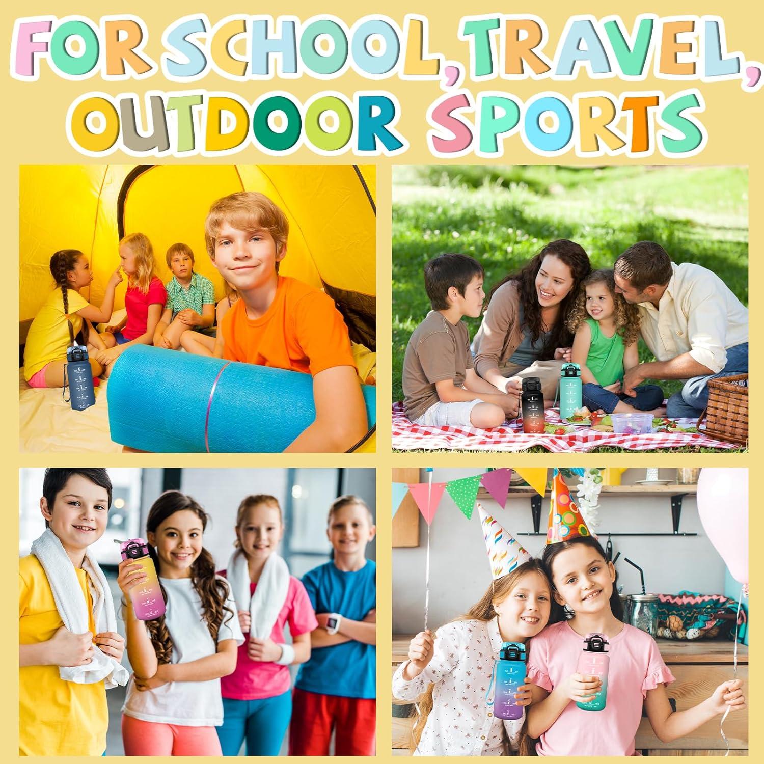 image:imageGourde 1l Gourde Sport Anti Fuite Gourdes Gradue pour 1 Journee Facile Transporter Gourd Gradue Gourdes de Camping et Randonne avec Slogan de Motivation Bouteille deau pour Yoga VoyageJaunerose