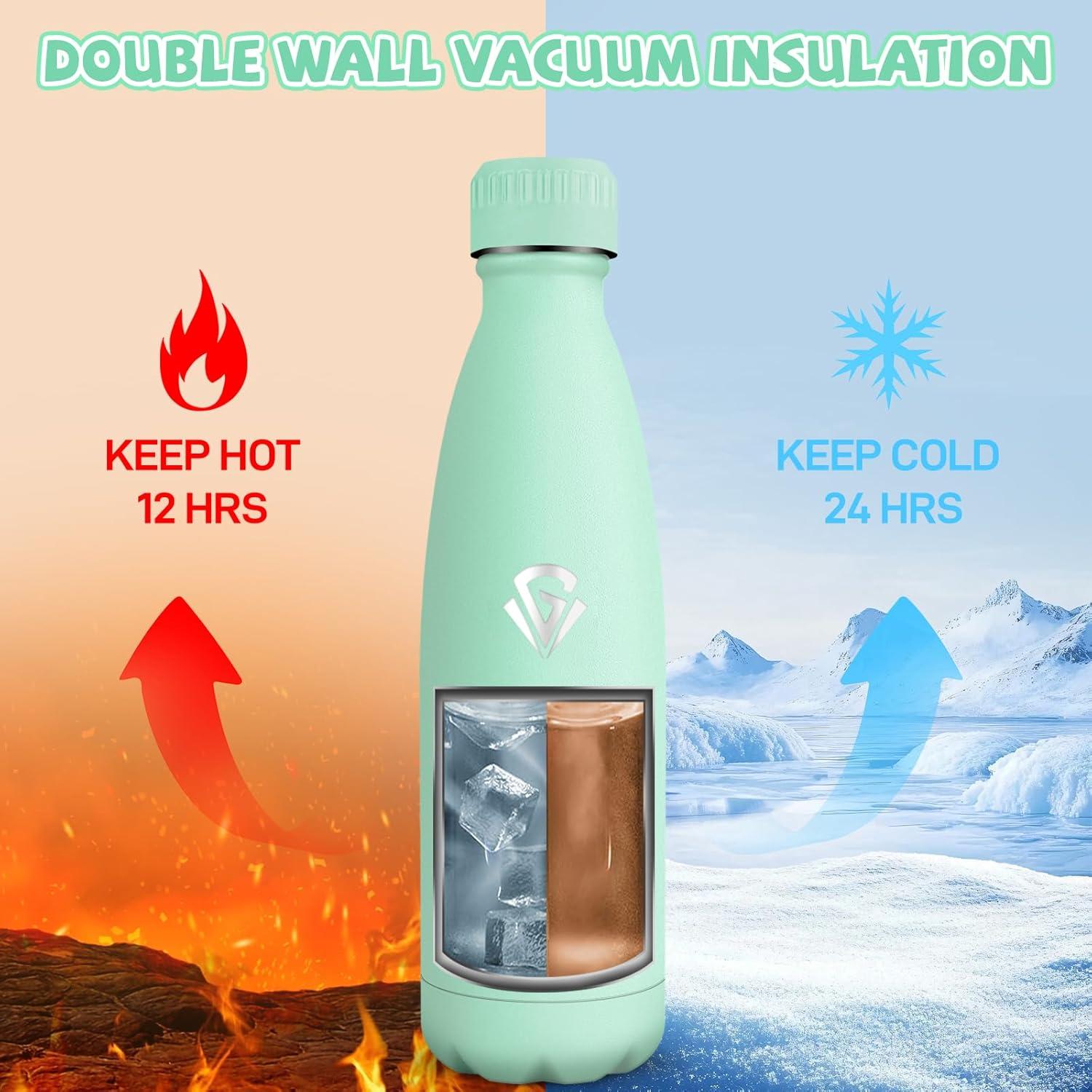 image:imageGourde 750 ml Sans BPA Gourde Isotherme Isolation Sous Vide Double Paroi Bouteille Isotherme 304 Acier Inoxydable Gourde Acier Inoxydable pour Cuisine Salle de Sport Randonne NoirBleuvert500ml