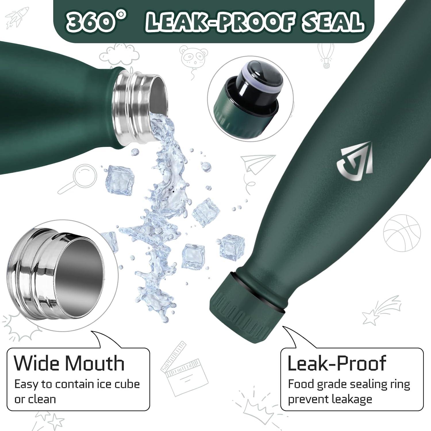 image:imageGourde 750 ml Sans BPA Gourde Isotherme Isolation Sous Vide Double Paroi Bouteille Isotherme 304 Acier Inoxydable Gourde Acier Inoxydable pour Cuisine Salle de Sport Randonne NoirVert Kaki500ml