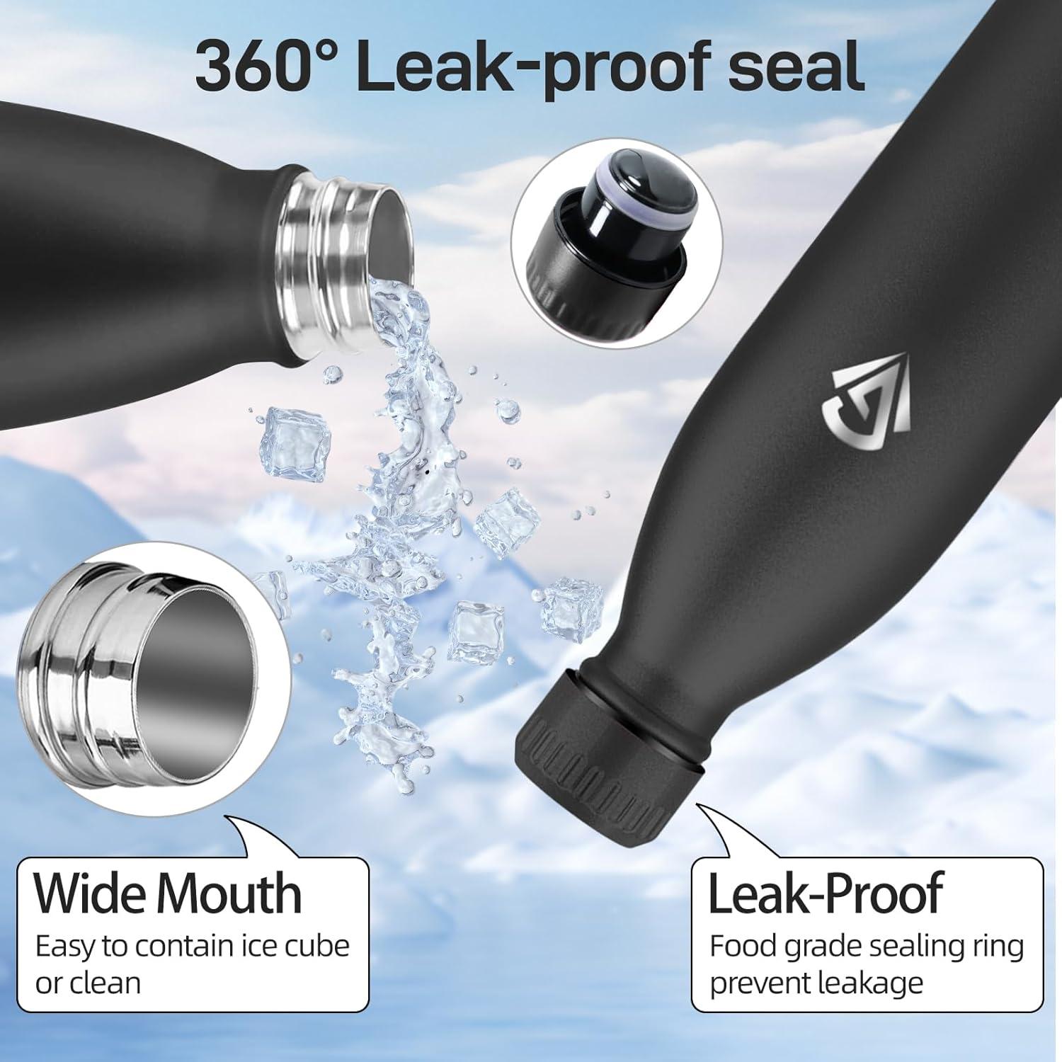 image:imageGourde 750 ml Sans BPA Gourde Isotherme Isolation Sous Vide Double Paroi Bouteille Isotherme 304 Acier Inoxydable Gourde Acier Inoxydable pour Cuisine Salle de Sport Randonne NoirNoir1000ml