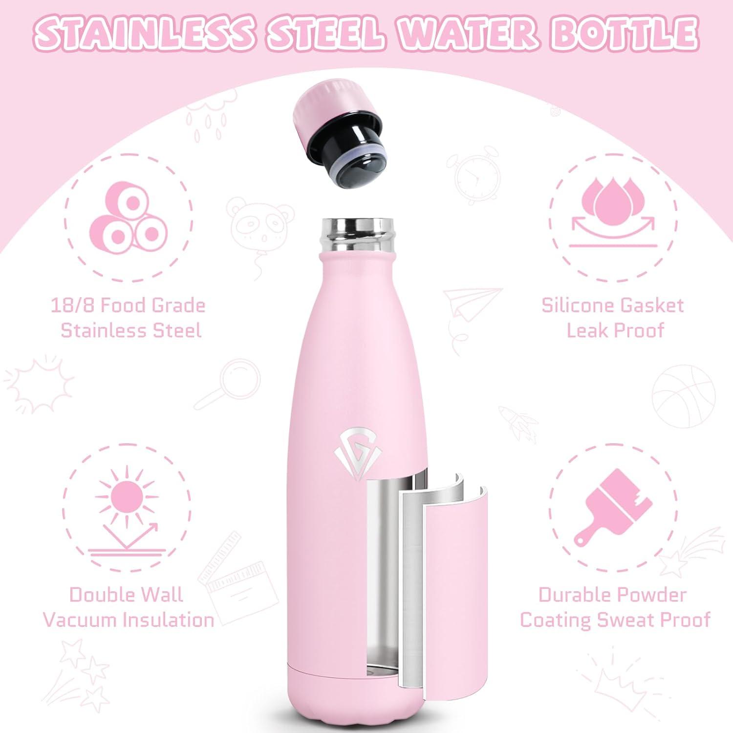 image:imageGourde 750 ml Sans BPA Gourde Isotherme Isolation Sous Vide Double Paroi Bouteille Isotherme 304 Acier Inoxydable Gourde Acier Inoxydable pour Cuisine Salle de Sport Randonne NoirRose500ml