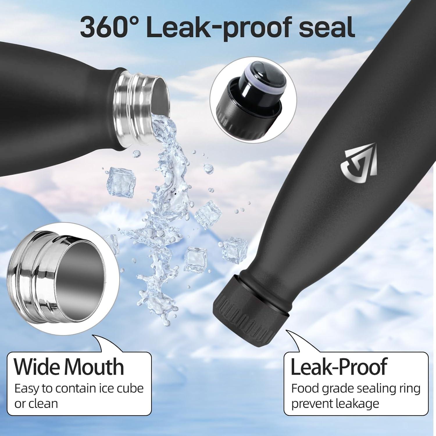 image:imageGourde 750 ml Sans BPA Gourde Isotherme Isolation Sous Vide Double Paroi Bouteille Isotherme 304 Acier Inoxydable Gourde Acier Inoxydable pour Cuisine Salle de Sport Randonne NoirNoir750ml