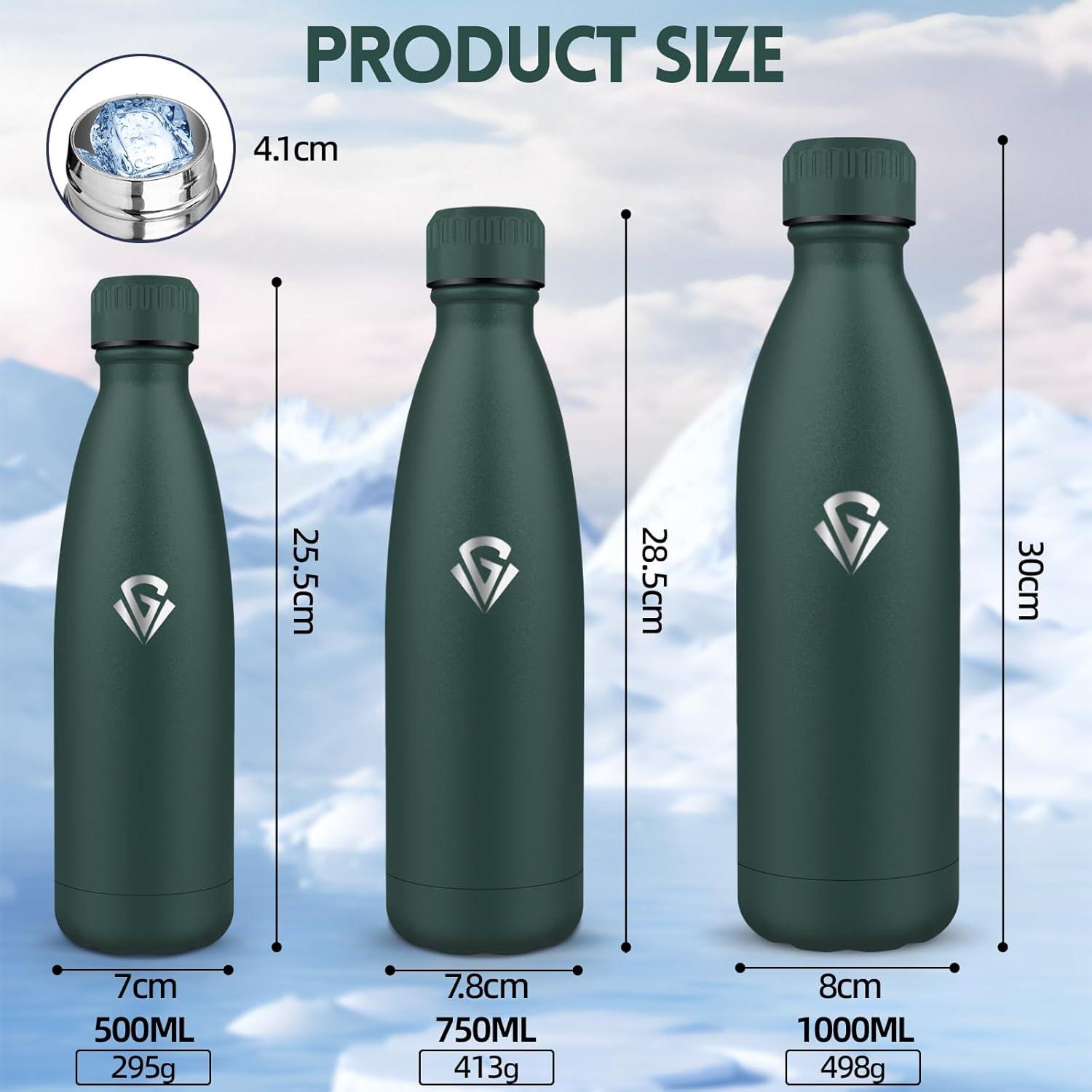 image:imageGourde 750 ml Sans BPA Gourde Isotherme Isolation Sous Vide Double Paroi Bouteille Isotherme 304 Acier Inoxydable Gourde Acier Inoxydable pour Cuisine Salle de Sport Randonne NoirVert Kaki750ml