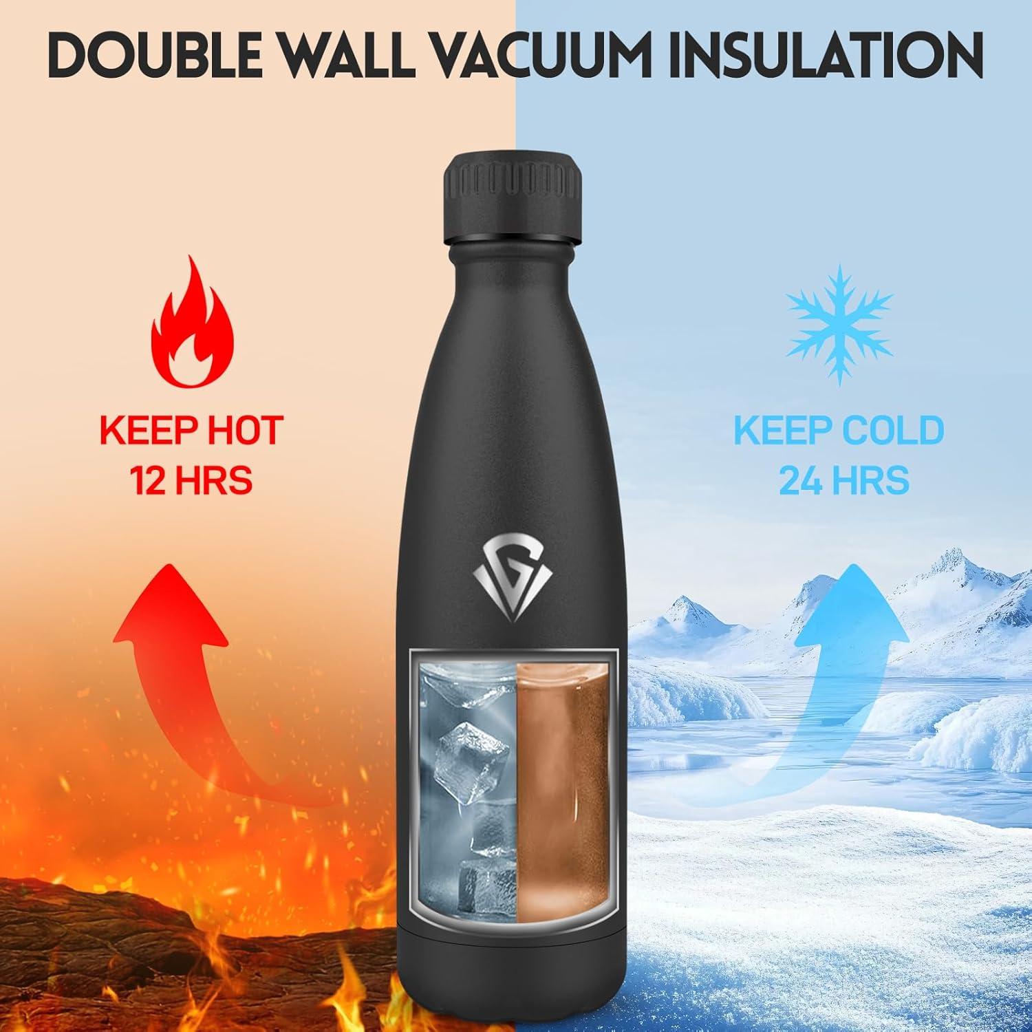 image:imageGourde 750 ml Sans BPA Gourde Isotherme Isolation Sous Vide Double Paroi Bouteille Isotherme 304 Acier Inoxydable Gourde Acier Inoxydable pour Cuisine Salle de Sport Randonne NoirNoir750ml