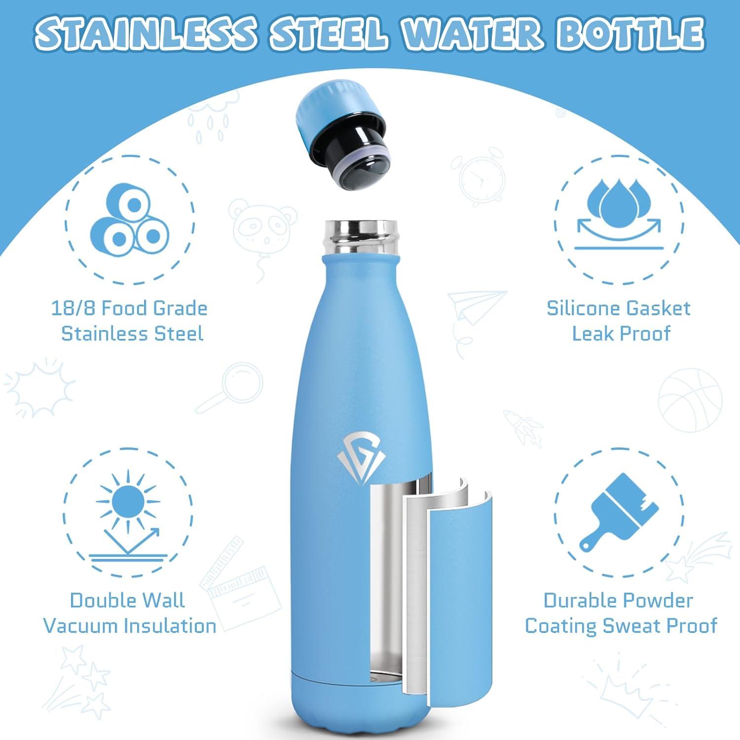 image:imageGourde 750 ml Sans BPA Gourde Isotherme Isolation Sous Vide Double Paroi Bouteille Isotherme 304 Acier Inoxydable Gourde Acier Inoxydable pour Cuisine Salle de Sport Randonne NoirBleu Ciel500ml