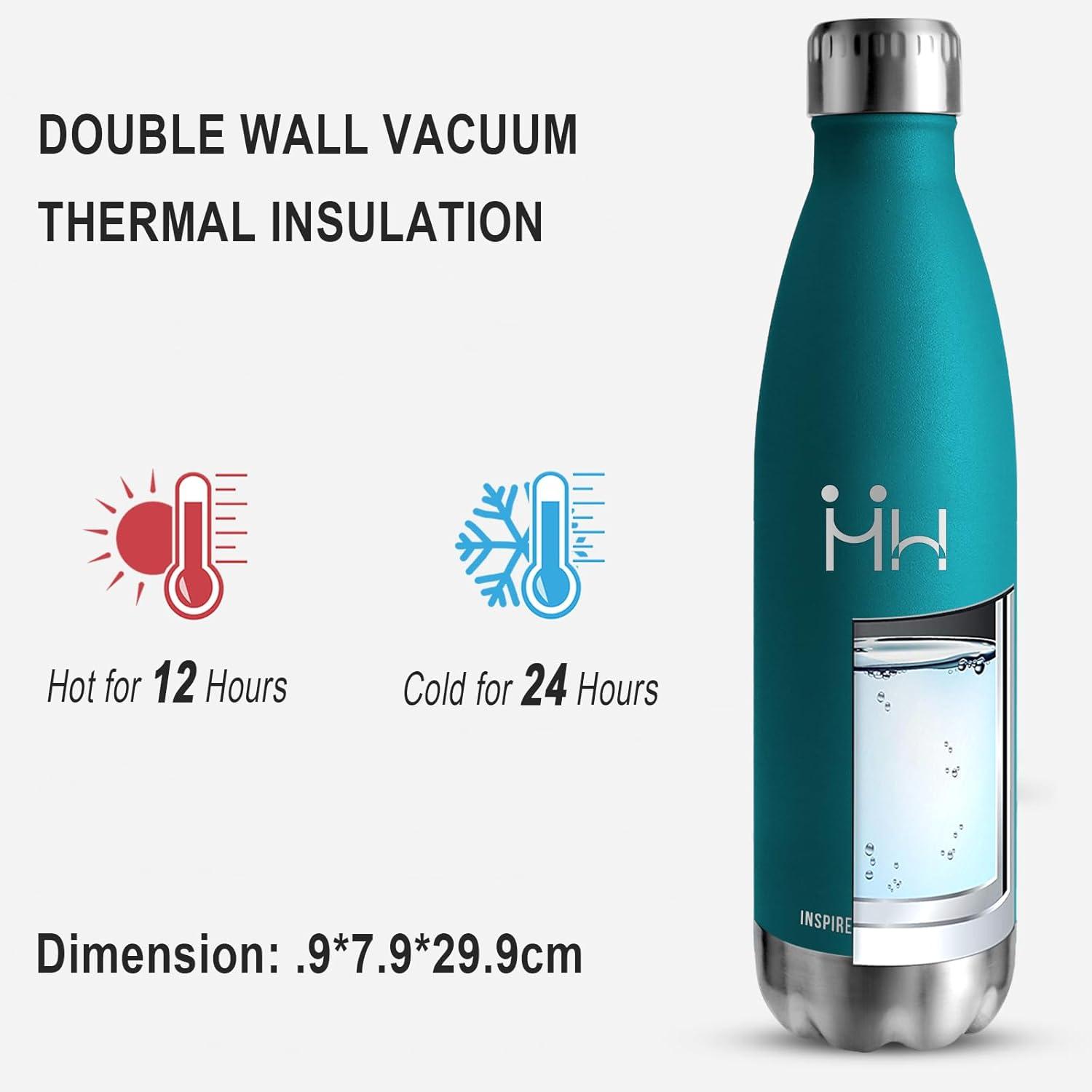 image:imageGourde 750 ml Sans BPA Gourde Isotherme Isolation Sous Vide Double Paroi Bouteille Isotherme 304 Acier Inoxydable Gourde Acier Inoxydable pour Cuisine Salle de Sport Randonne NoirVert Mousse Aucune Couleur Sur le Couvercle et le Fond750ml