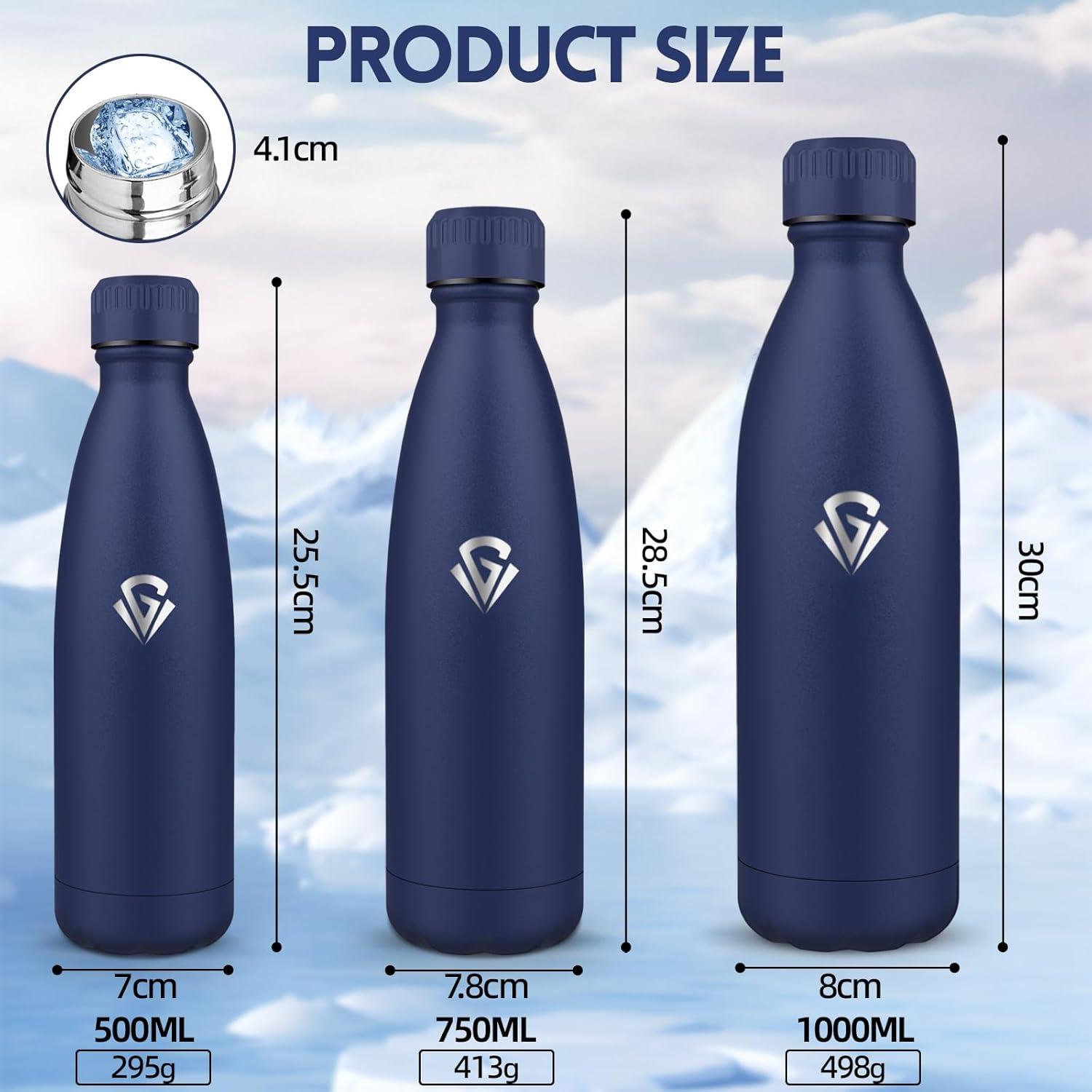 image:imageGourde 750 ml Sans BPA Gourde Isotherme Isolation Sous Vide Double Paroi Bouteille Isotherme 304 Acier Inoxydable Gourde Acier Inoxydable pour Cuisine Salle de Sport Randonne NoirBleu Fonc750ml