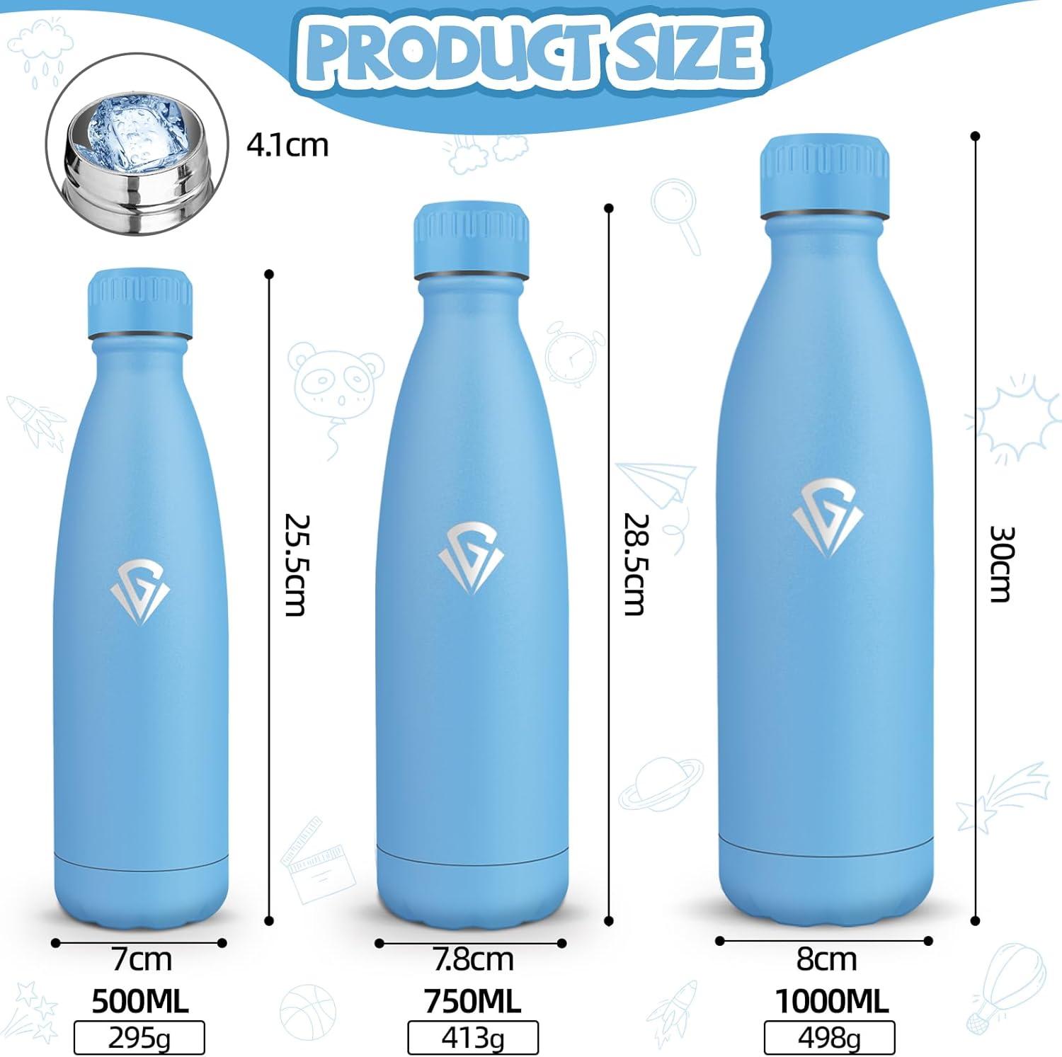 image:imageGourde 750 ml Sans BPA Gourde Isotherme Isolation Sous Vide Double Paroi Bouteille Isotherme 304 Acier Inoxydable Gourde Acier Inoxydable pour Cuisine Salle de Sport Randonne NoirBleu Ciel500ml