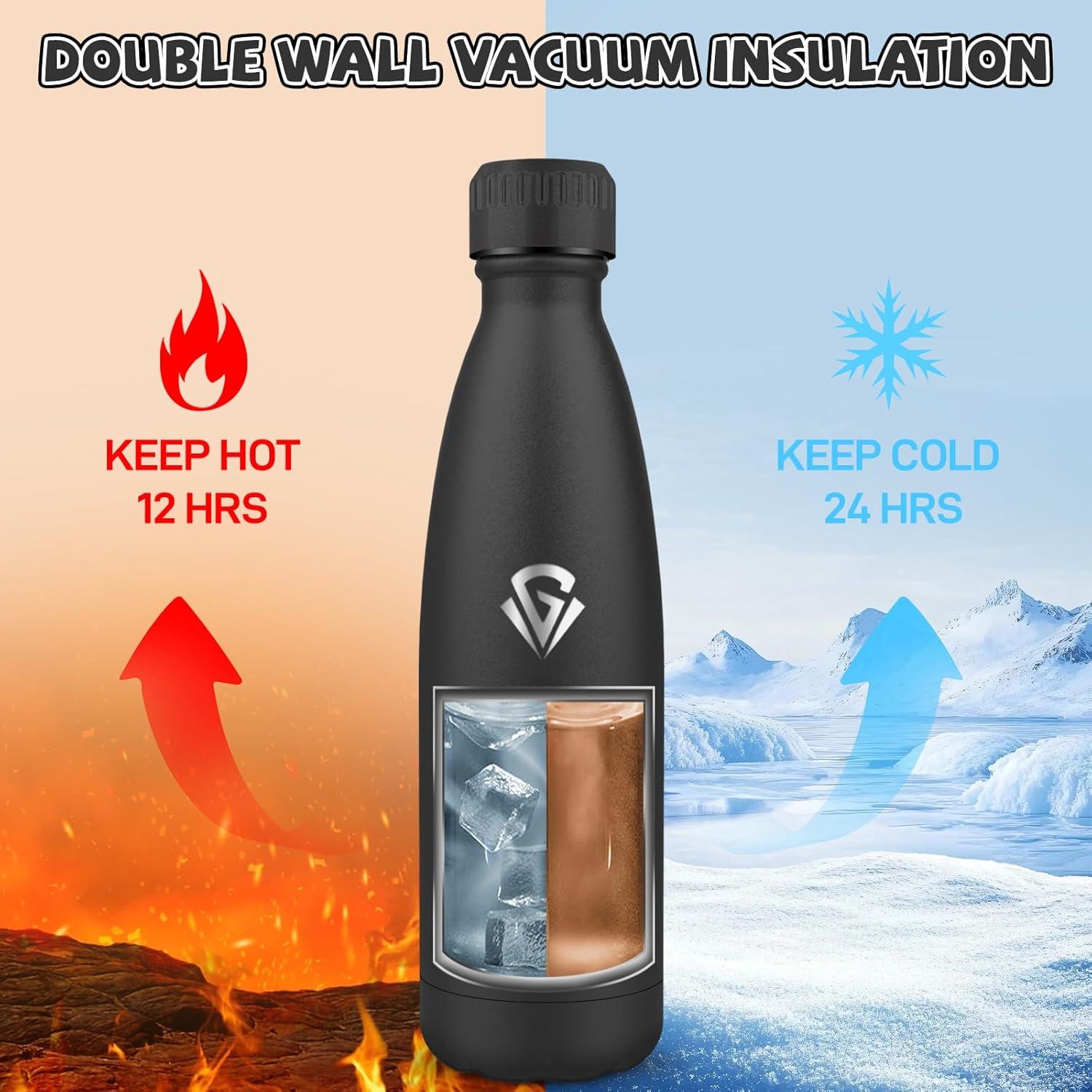 image:imageGourde 750 ml Sans BPA Gourde Isotherme Isolation Sous Vide Double Paroi Bouteille Isotherme 304 Acier Inoxydable Gourde Acier Inoxydable pour Cuisine Salle de Sport Randonne NoirNoir500ml