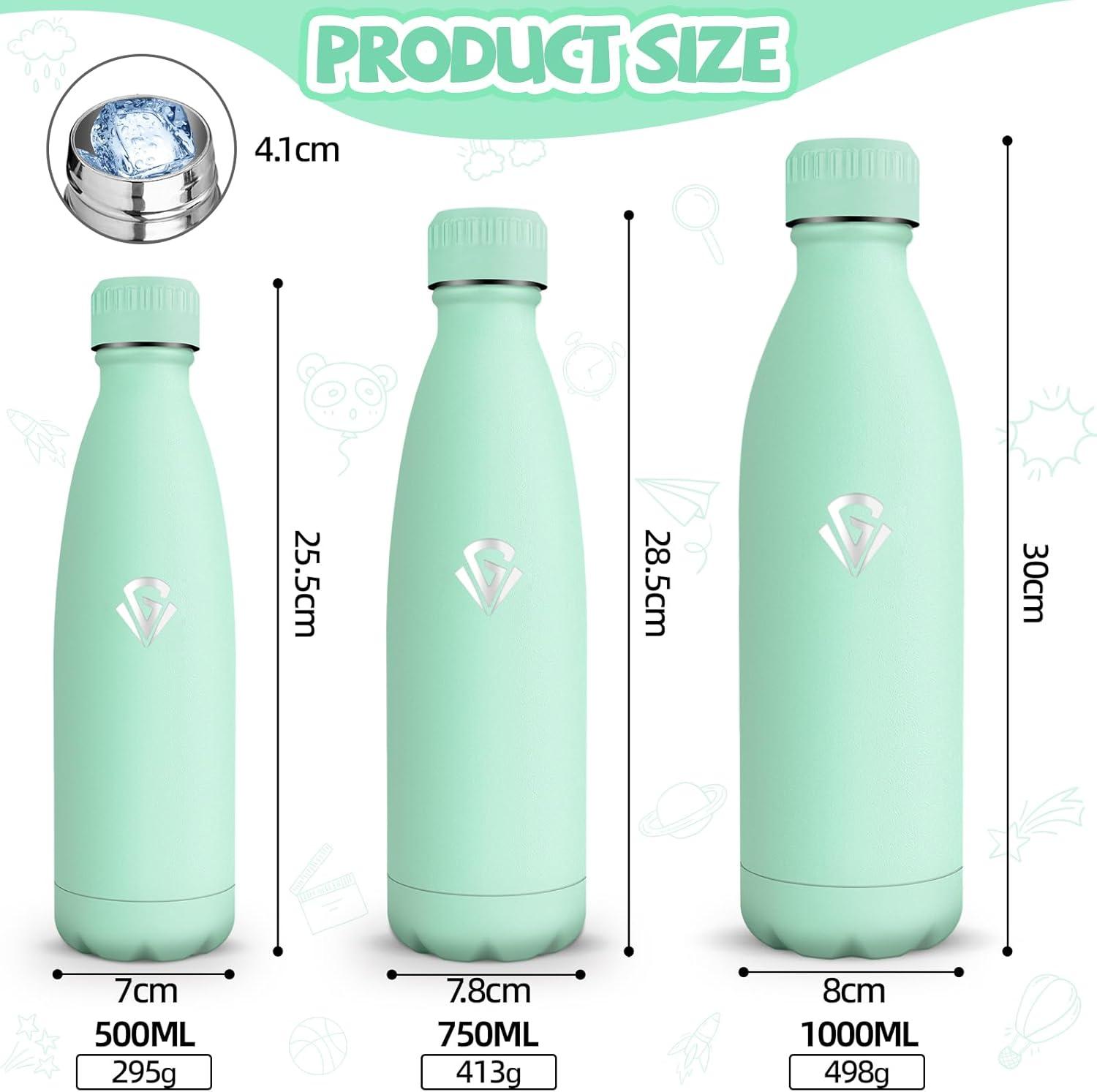 image:imageGourde 750 ml Sans BPA Gourde Isotherme Isolation Sous Vide Double Paroi Bouteille Isotherme 304 Acier Inoxydable Gourde Acier Inoxydable pour Cuisine Salle de Sport Randonne NoirBleuvert500ml