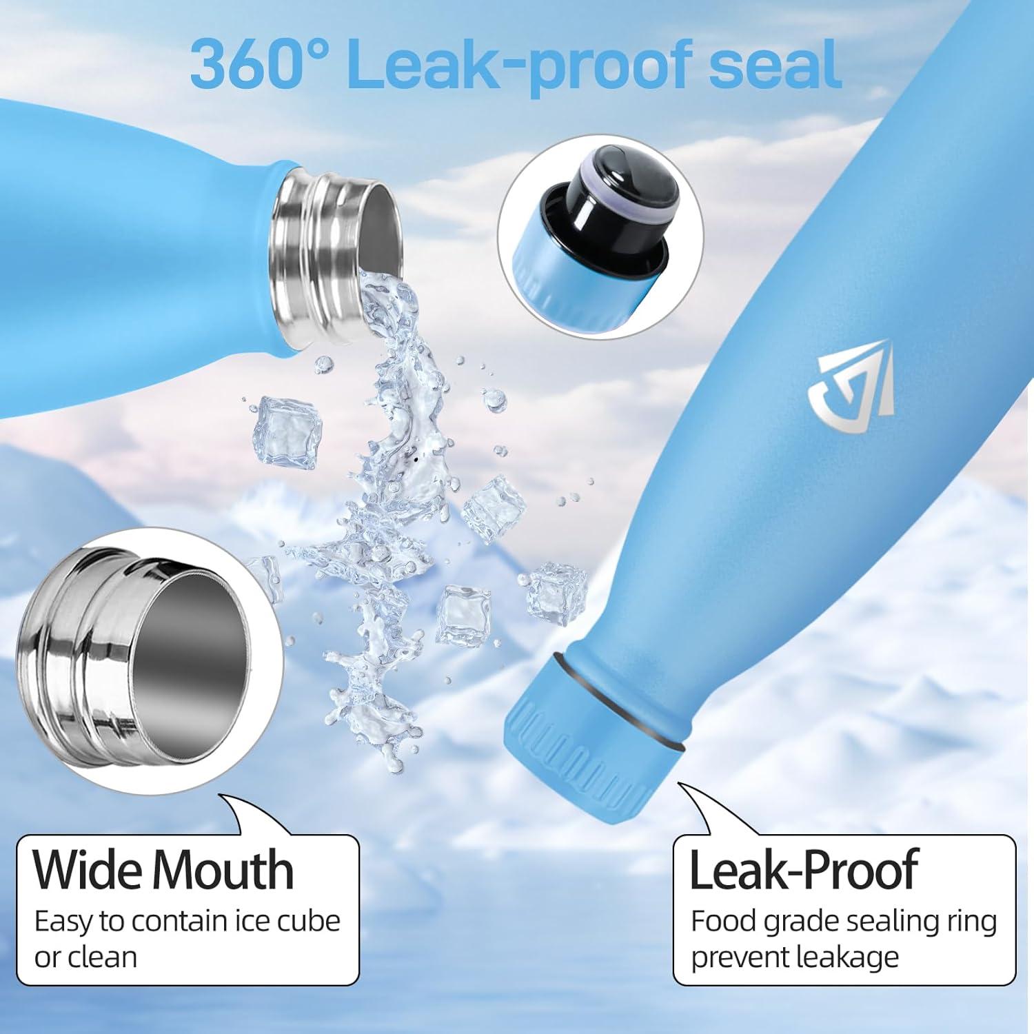 image:imageGourde 750 ml Sans BPA Gourde Isotherme Isolation Sous Vide Double Paroi Bouteille Isotherme 304 Acier Inoxydable Gourde Acier Inoxydable pour Cuisine Salle de Sport Randonne NoirBleu Ciel750ml