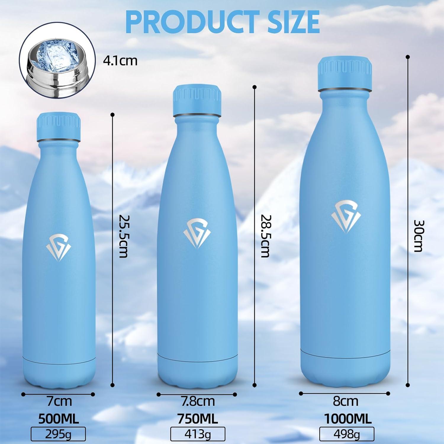image:imageGourde 750 ml Sans BPA Gourde Isotherme Isolation Sous Vide Double Paroi Bouteille Isotherme 304 Acier Inoxydable Gourde Acier Inoxydable pour Cuisine Salle de Sport Randonne NoirBleu Ciel750ml