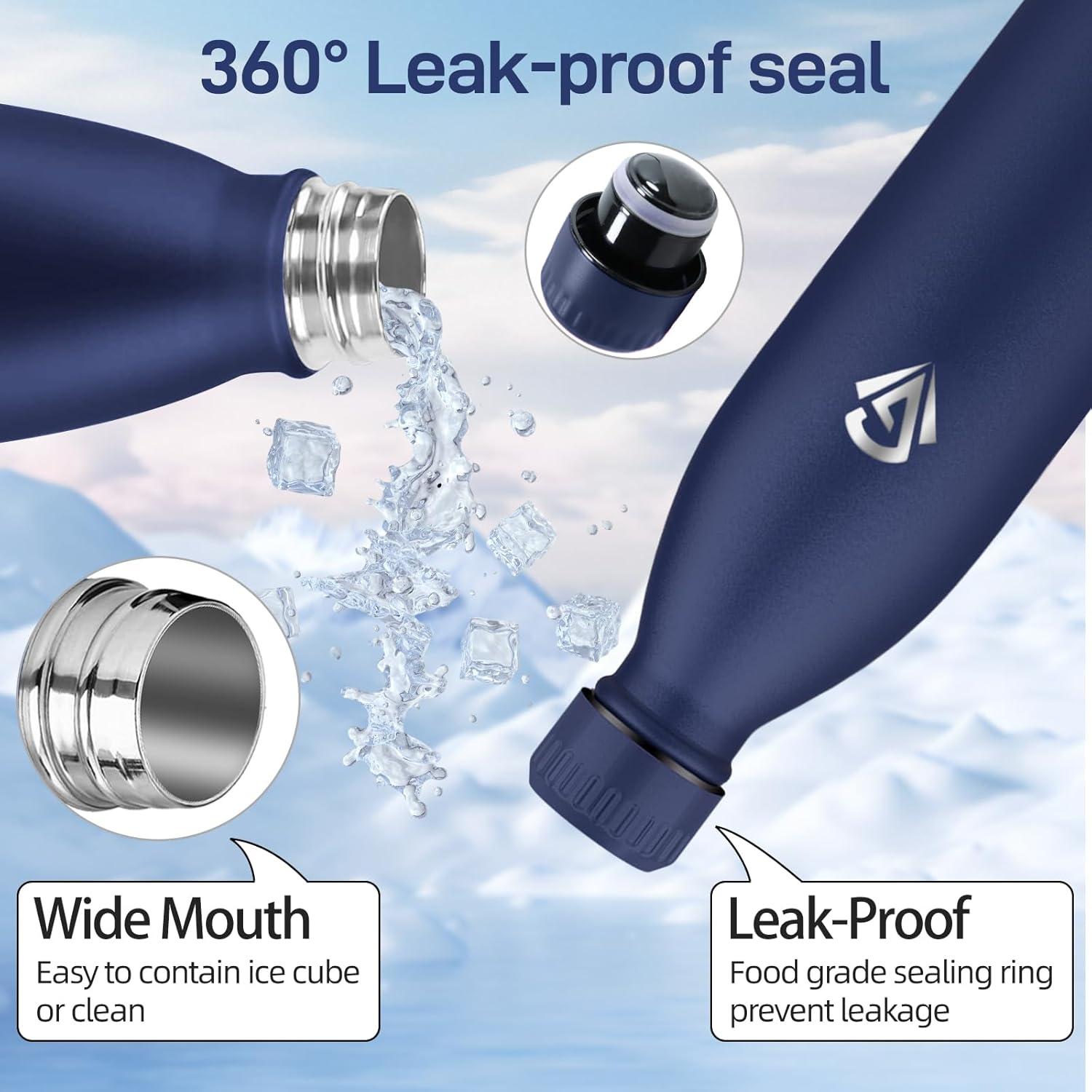 image:imageGourde 750 ml Sans BPA Gourde Isotherme Isolation Sous Vide Double Paroi Bouteille Isotherme 304 Acier Inoxydable Gourde Acier Inoxydable pour Cuisine Salle de Sport Randonne NoirBleu Fonc1000ml