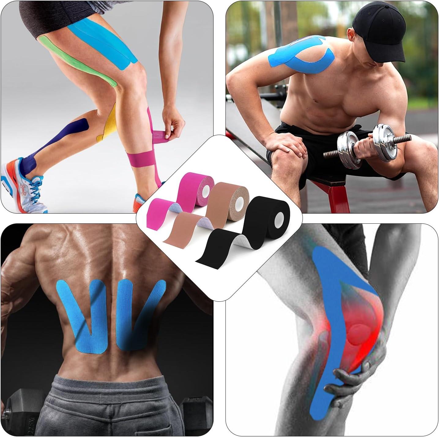 image:imageGrunda 3 Rouleaux Bande de kinsiologie strap sport 5 m x 5 cm Tape Kinesiologie strapping Rsistante tape kinesiologie Rsiste leau et dure jusqu 7 jours noir x bleu x rose3 Rouleaux Bleu