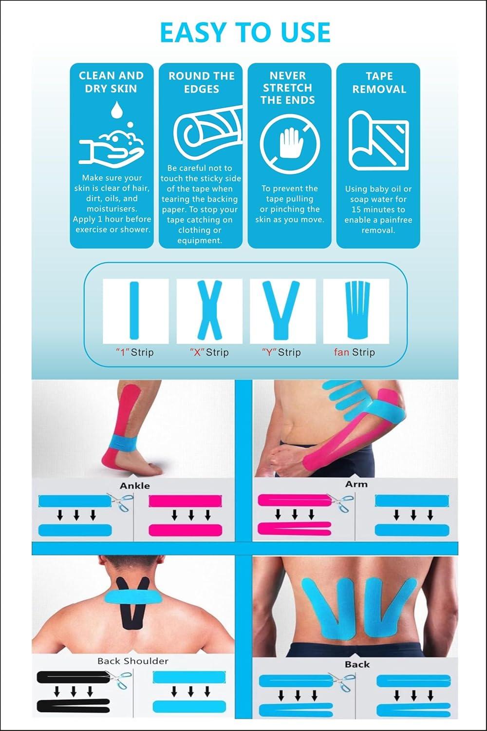 image:imageGrunda 3 Rouleaux Bande de kinsiologie strap sport 5 m x 5 cm Tape Kinesiologie strapping Rsistante tape kinesiologie Rsiste leau et dure jusqu 7 jours noir x bleu x roseNoir X Bleu X Rose