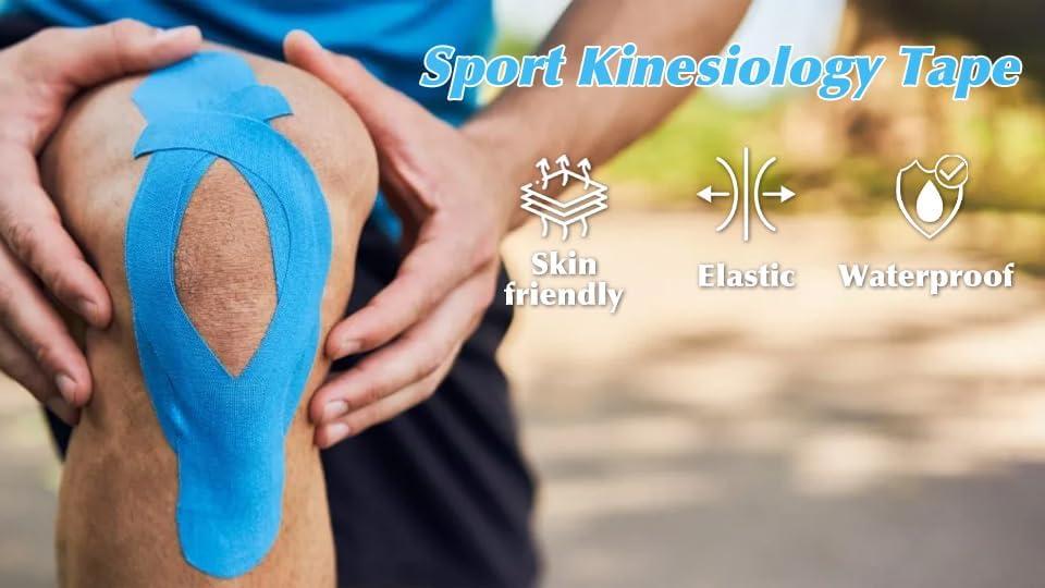 image:imageGrunda 3 Rouleaux Bande de kinsiologie strap sport 5 m x 5 cm Tape Kinesiologie strapping Rsistante tape kinesiologie Rsiste leau et dure jusqu 7 jours noir x bleu x rose3 Rouleaux Bleu