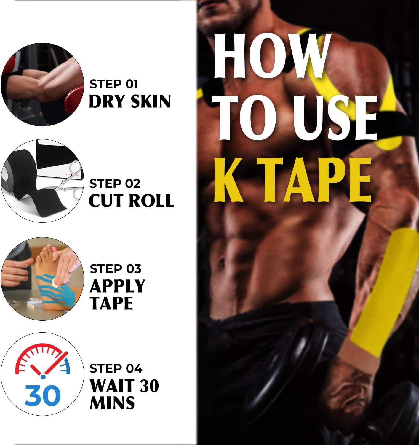 image:imageGrunda 3 Rouleaux Bande de kinsiologie strap sport 5 m x 5 cm Tape Kinesiologie strapping Rsistante tape kinesiologie Rsiste leau et dure jusqu 7 jours noir x bleu x roseNoir X Bleu X Rose