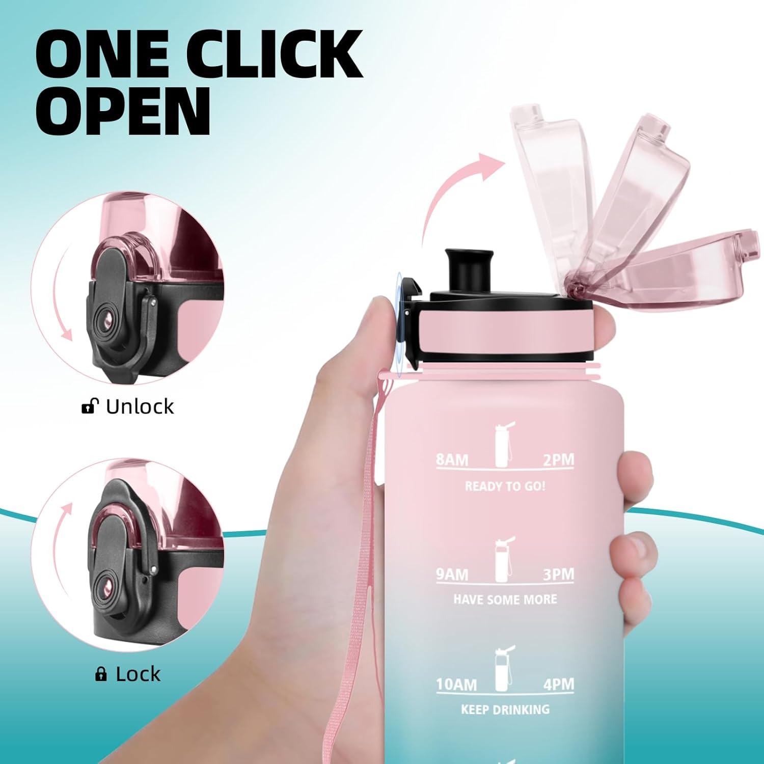 image:imageHoneyHolly Gourde 50010001500ml Gourde Sport Gourde Filtre et Marqueur de Temps Gourde deau Sans BPA Bouteille deau pour Sport Fitness Yoga Lcole BureauRose Tamarin15l
