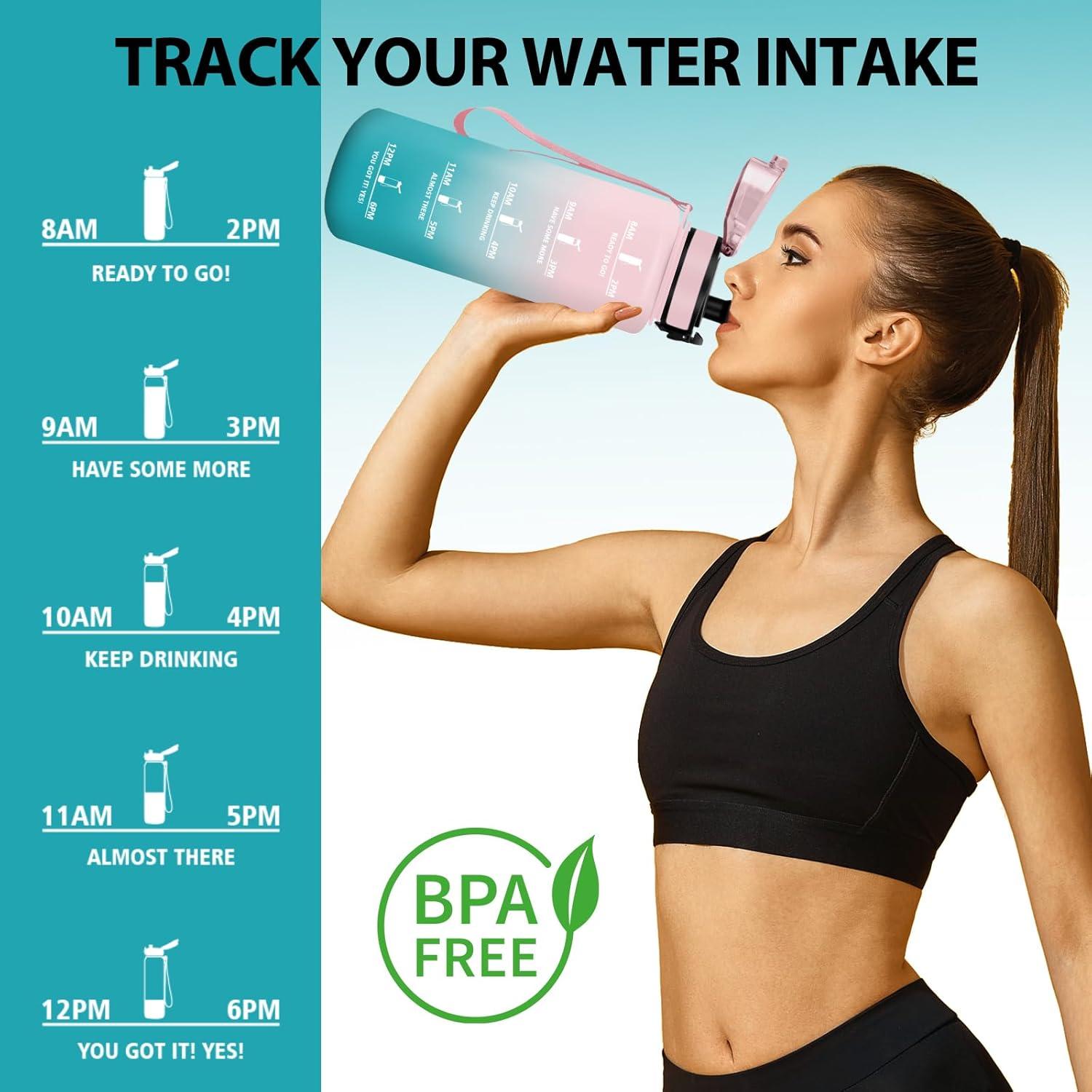 image:imageHoneyHolly Gourde 50010001500ml Gourde Sport Gourde Filtre et Marqueur de Temps Gourde deau Sans BPA Bouteille deau pour Sport Fitness Yoga Lcole BureauRose Tamarin15l