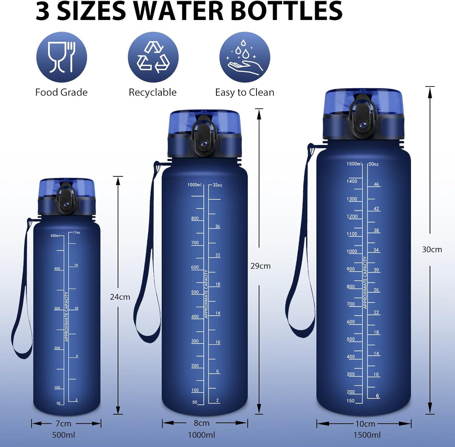 image:imageHoneyHolly Gourde 50010001500ml Gourde Sport Gourde Filtre et Marqueur de Temps Gourde deau Sans BPA Bouteille deau pour Sport Fitness Yoga Lcole BureauBleu Marine05l