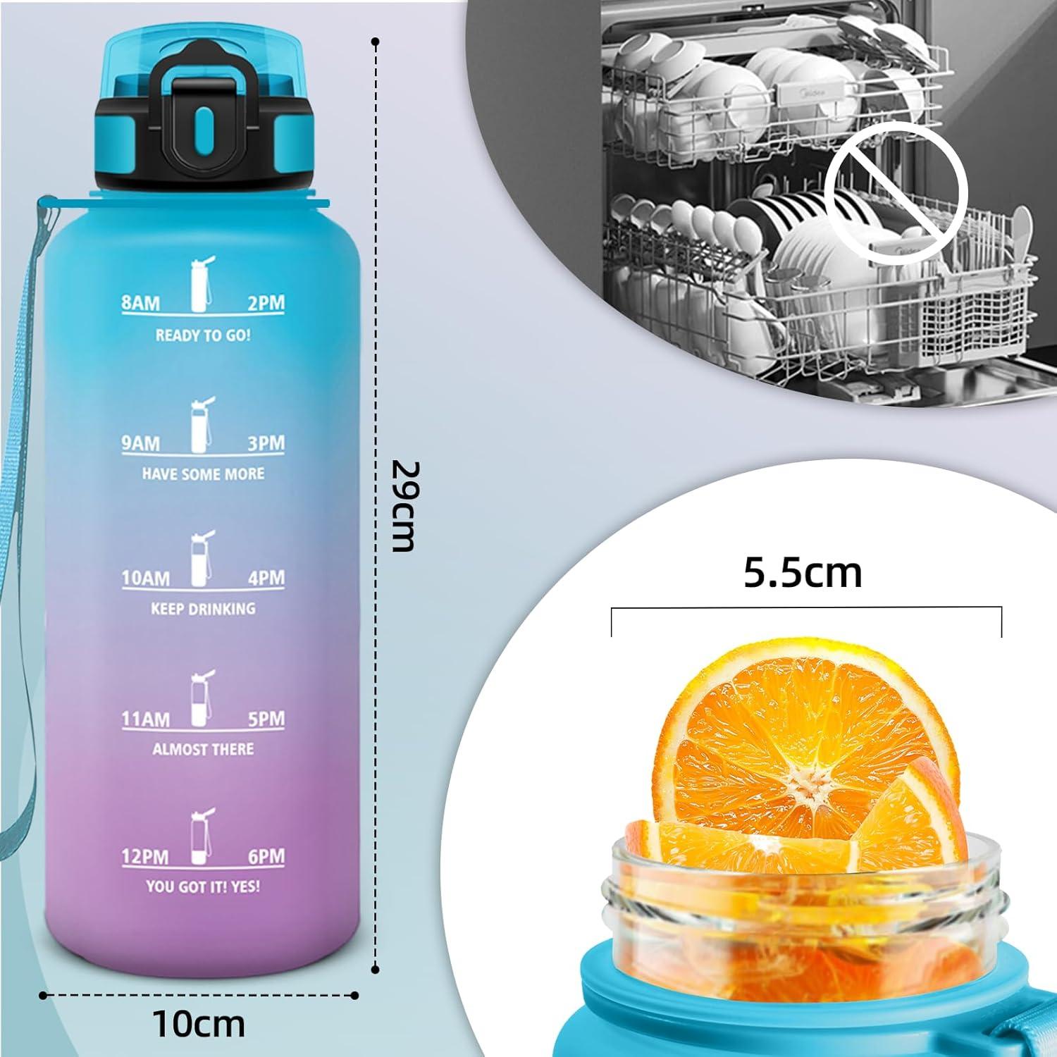 image:imageHoneyHolly Gourde Motivant et tanche Gourde 15L Rutilisable Bouteille Deau Marqueur Horaire Water Bottle pour La Salle de Sport Le Travail Le Camping La RandonneBleu Violet 1500ml