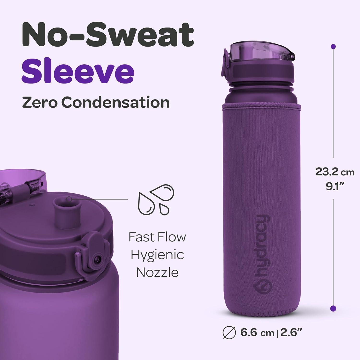 image:imageHydracy Gourde dEau 1L sans BPA Bouteille avec Marqueur de Temps Infuseur et Verrouillage Scuris Housse en Noprne tanche AntiFuite Rutilisable Lgre Idal pour Sport cole TravailBerry Blue