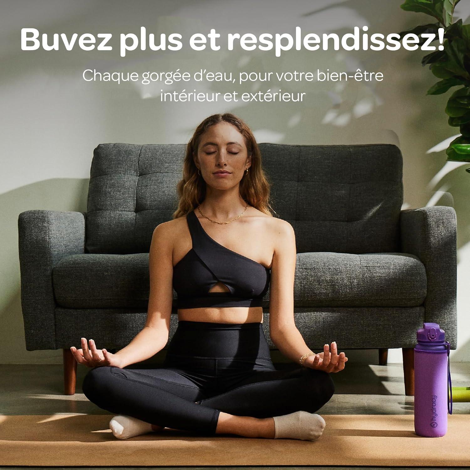 image:imageHydracy Gourde dEau 1L sans BPA Bouteille avec Marqueur de Temps Infuseur et Verrouillage Scuris Housse en Noprne tanche AntiFuite Rutilisable Lgre Idal pour Sport cole TravailBerry Blue