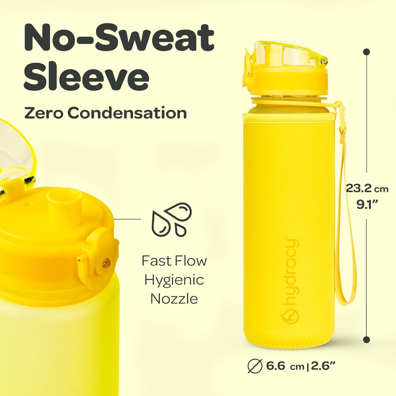 image:imageHydracy Gourde dEau 1L sans BPA Bouteille avec Marqueur de Temps Infuseur et Verrouillage Scuris Housse en Noprne tanche AntiFuite Rutilisable Lgre Idal pour Sport cole TravailSunny Yellow