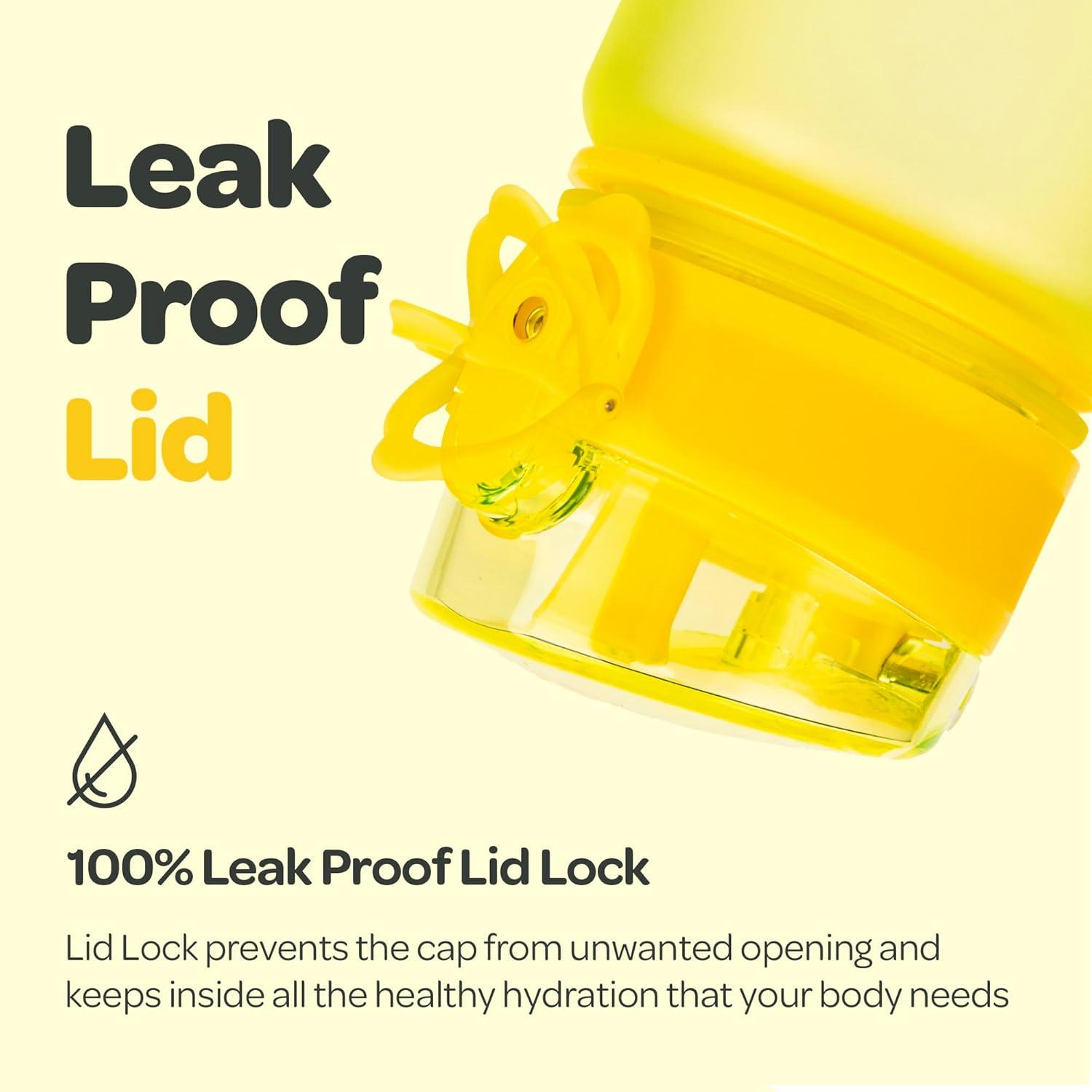 image:imageHydracy Gourde dEau 1L sans BPA Bouteille avec Marqueur de Temps Infuseur et Verrouillage Scuris Housse en Noprne tanche AntiFuite Rutilisable Lgre Idal pour Sport cole TravailSunny Yellow