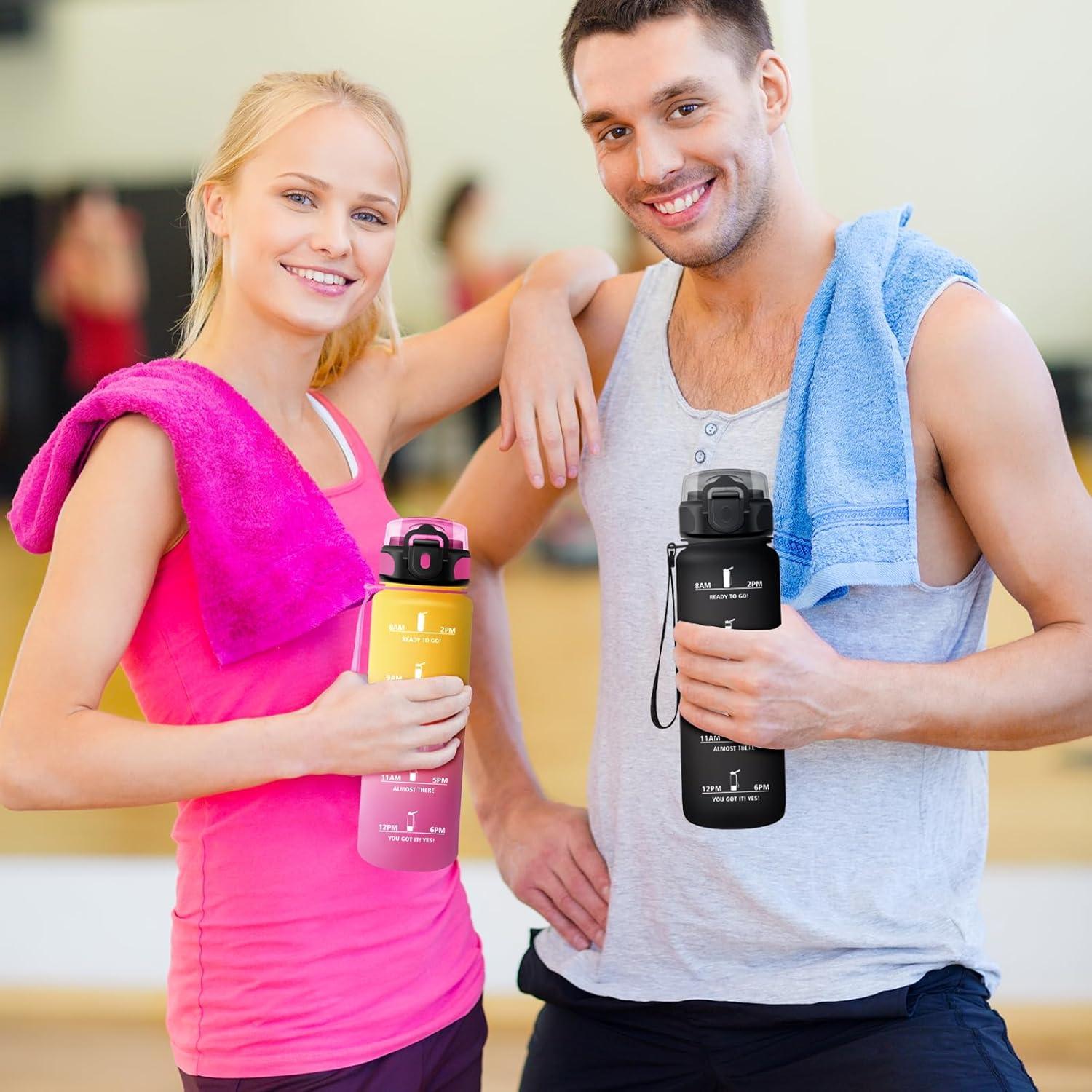 image:imageKollyKolla Gourde 500ml Bouteille deau Enfant Gourde Paille tanche ampamp Rutilisable Sport avec Marqueur de Temps Motivation pour Enfant Cyclisme Bureau Camping lcole32oz1000ml Paille Mat Noir