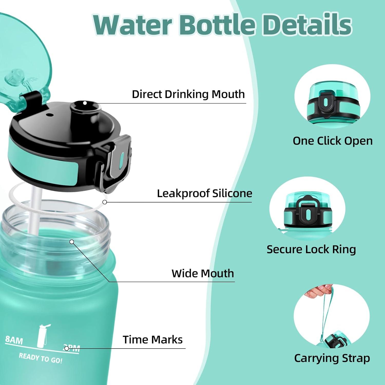image:imageMotswedi Gourde 1l Rutilisable Gourde Sport AntiFuite Bouteille deau avec Marqueur de Temps Bouteille Sans BPA pour Fitness Sport Yoga Randonne AmbreampampOrangeBleu Vert